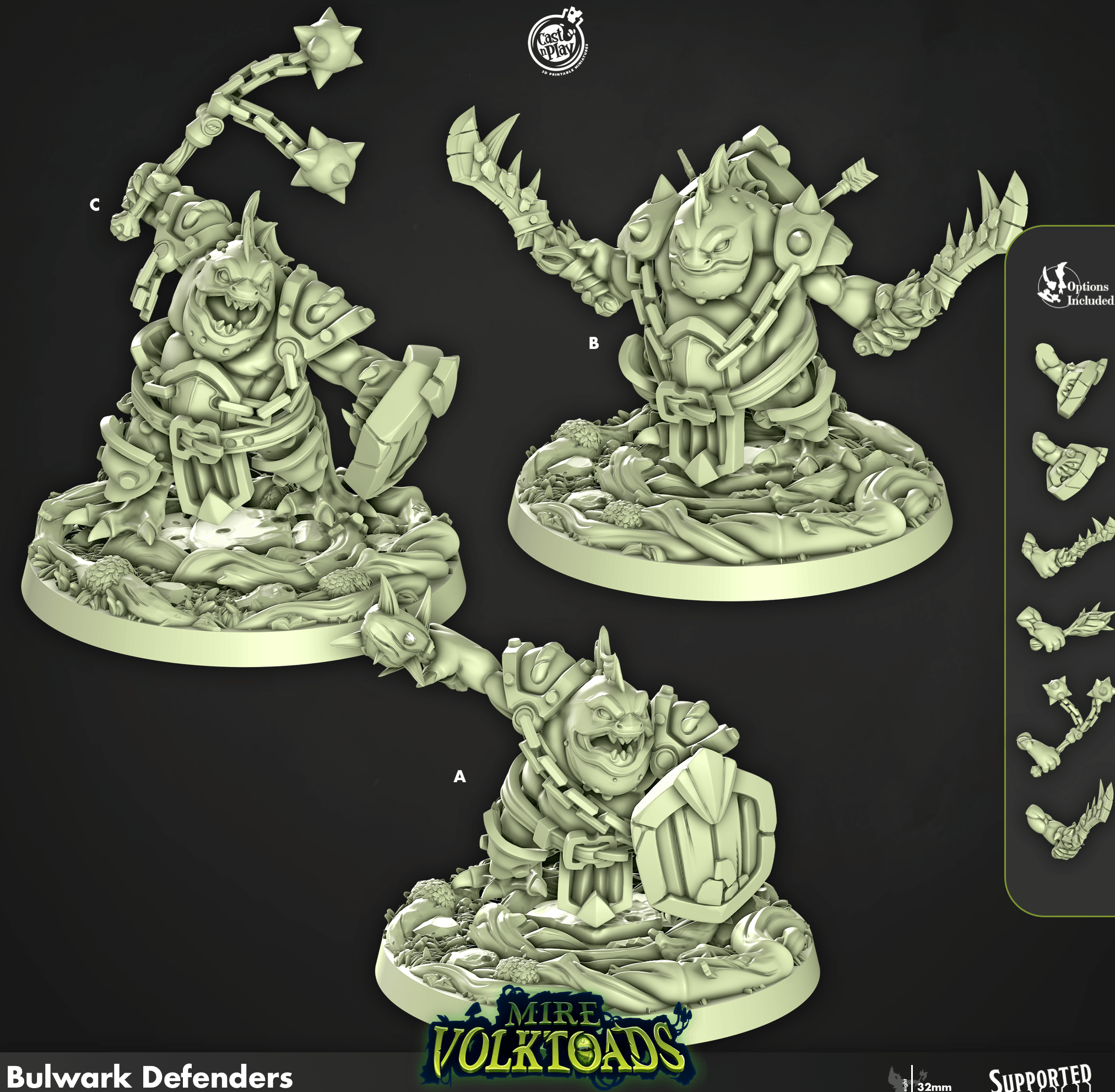 3D Printed Cast n Play Bulwark Defenders Mire Volktoads Set 28mm 32mm D&D