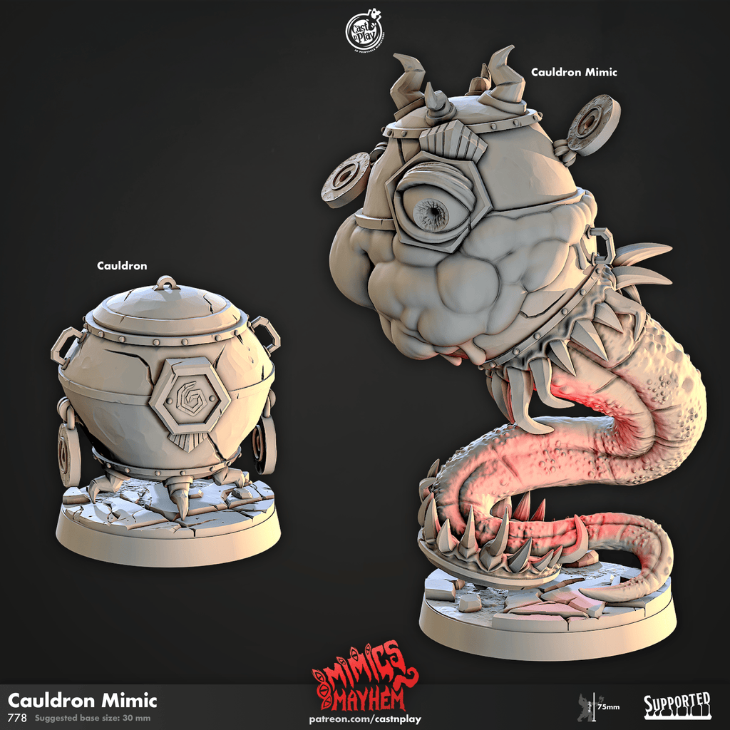 3D Printed Cast n Play Cauldron Mimic Mimics Mayhem Set 28mm 32mm D&D