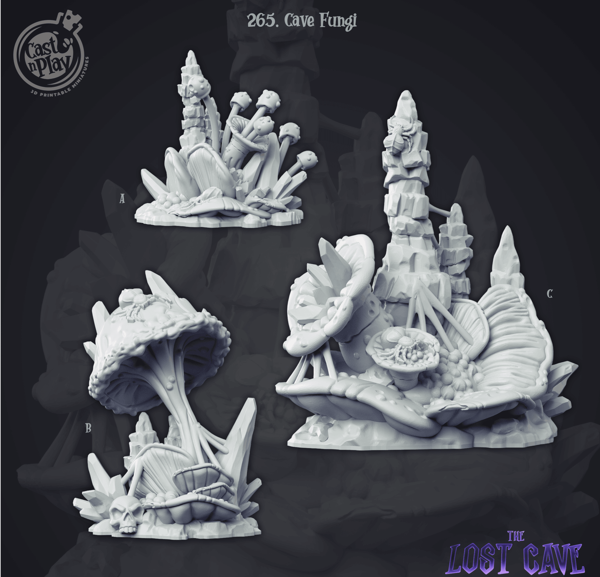 3D Printed Cast n Play Cave Fungi 28mm 32mm D&D