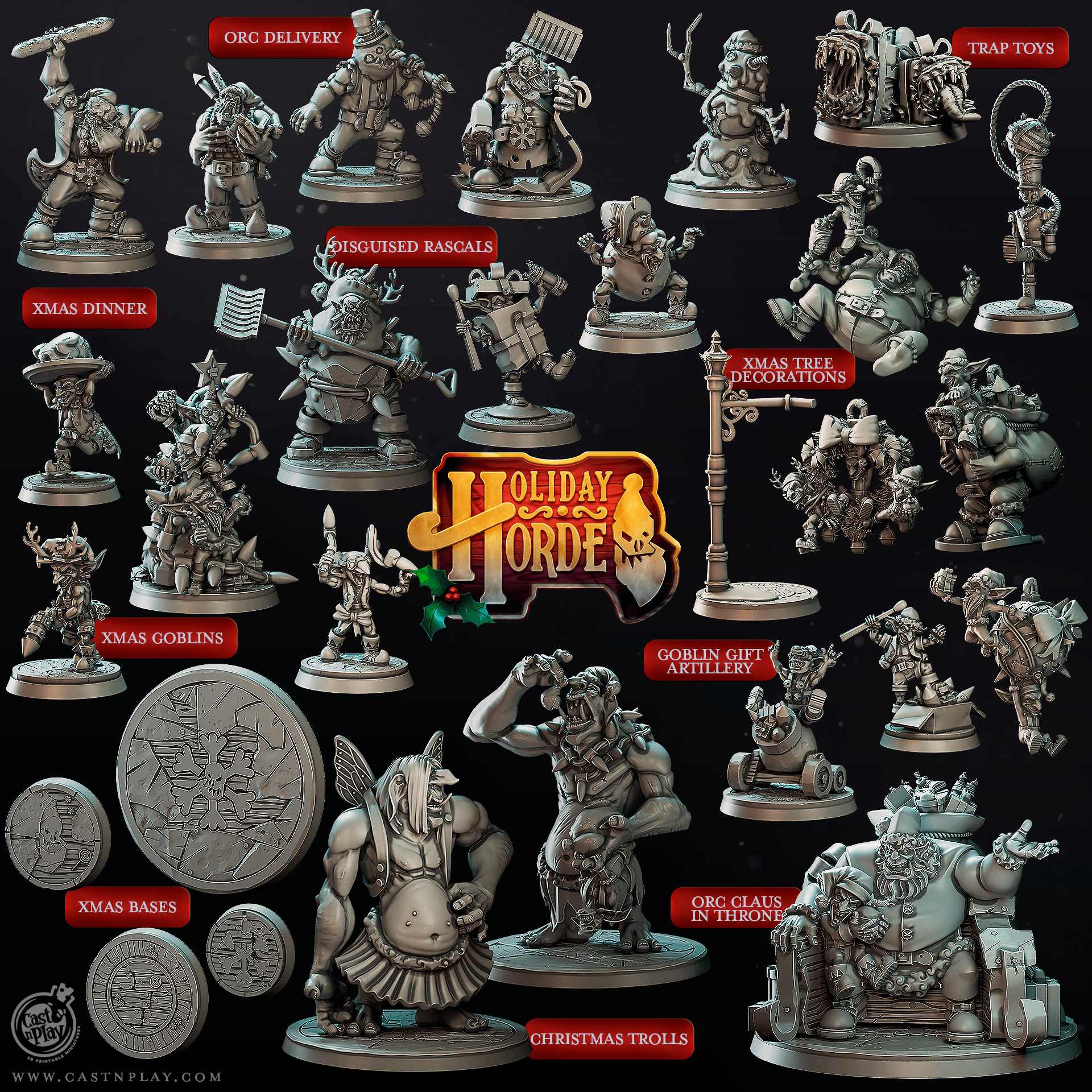3D Printed Cast n Play Orc Delivery Holiday Horde Set 28mm 32mm D&D