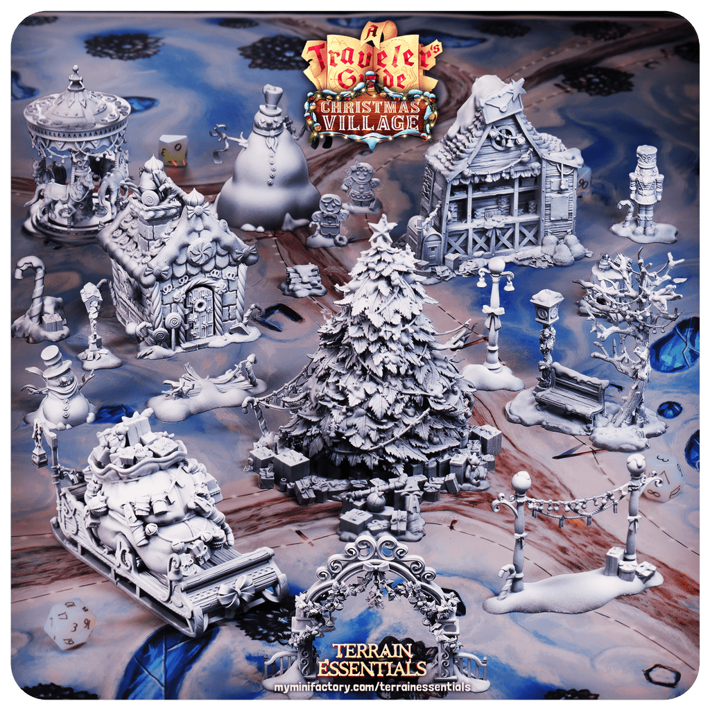 3D Printed Cast n Play Christmas Village Terrain Set 28mm 32mm D&D