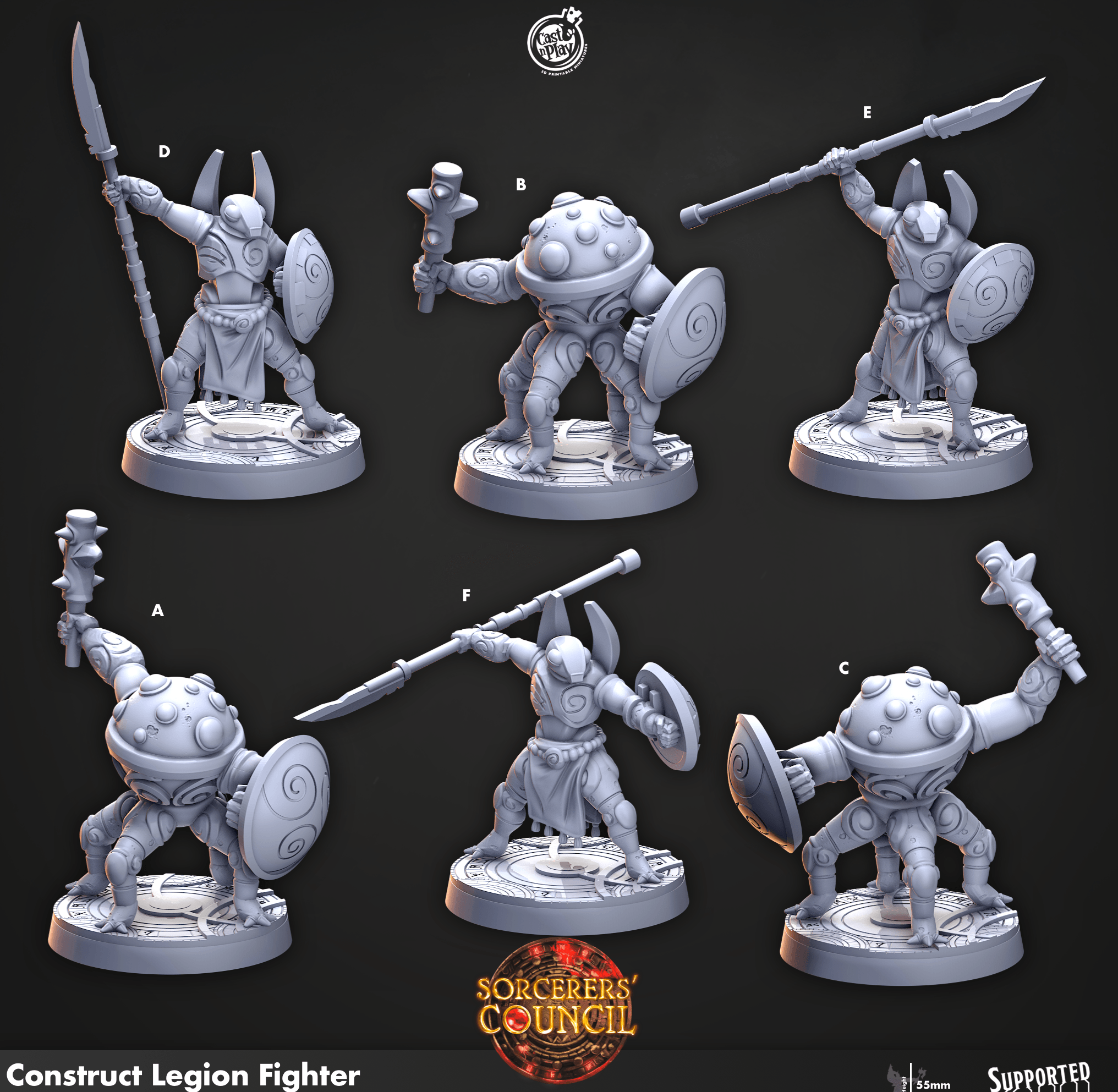 3D Printed Cast n Play Construct Legion Fighter Sorcerers Council 28mm 32mm D&D