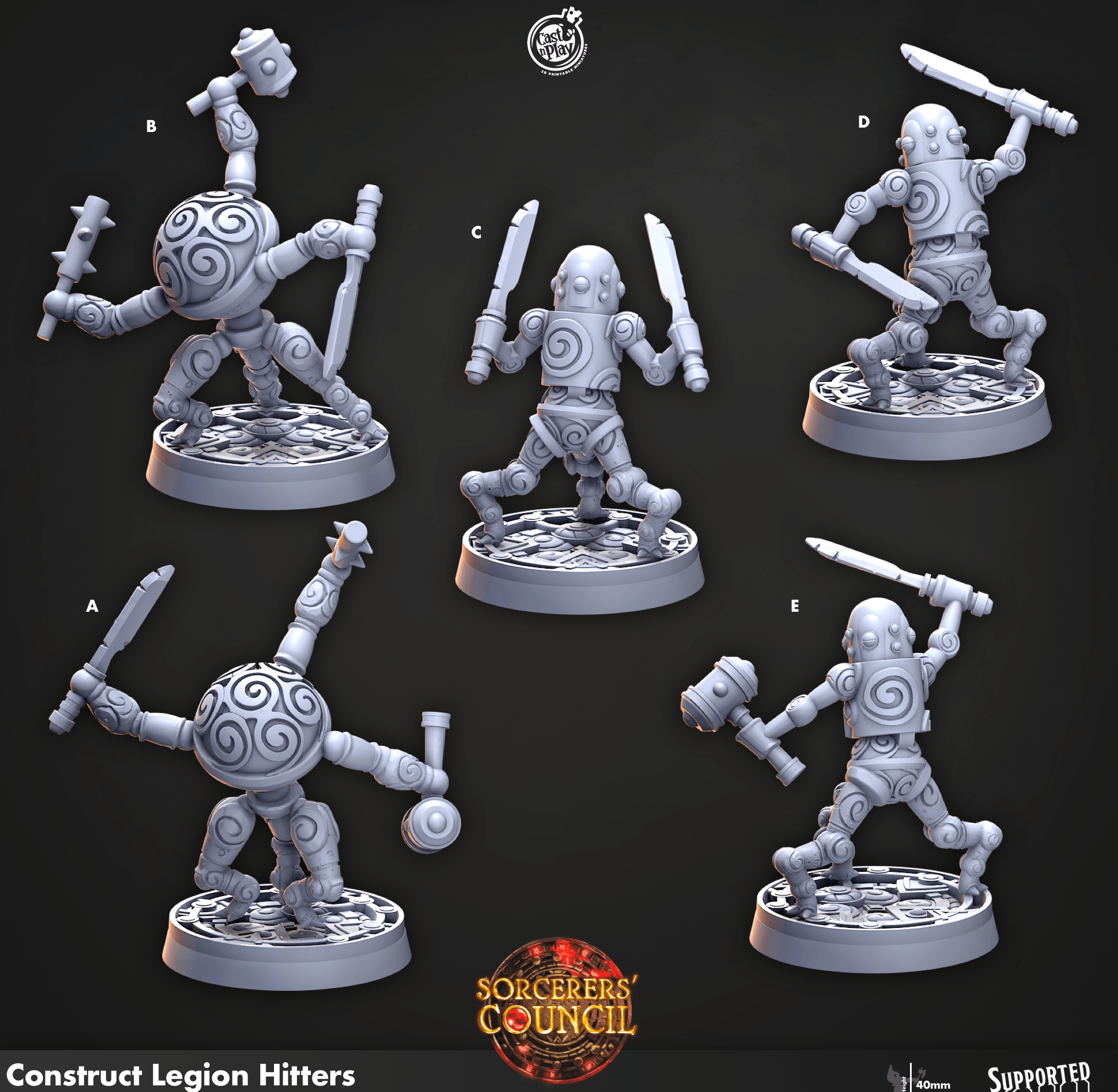 3D Printed Cast n Play Construct Legion Hitters Sorcerers Council 28mm 32mm D&D