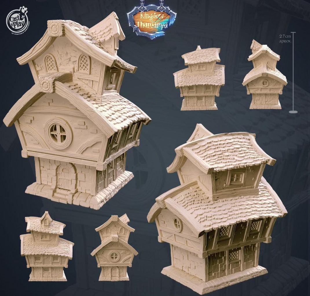 3D Printed Cast n Play Cottage Small Medival House Thamarya 28mm 32mm D&D
