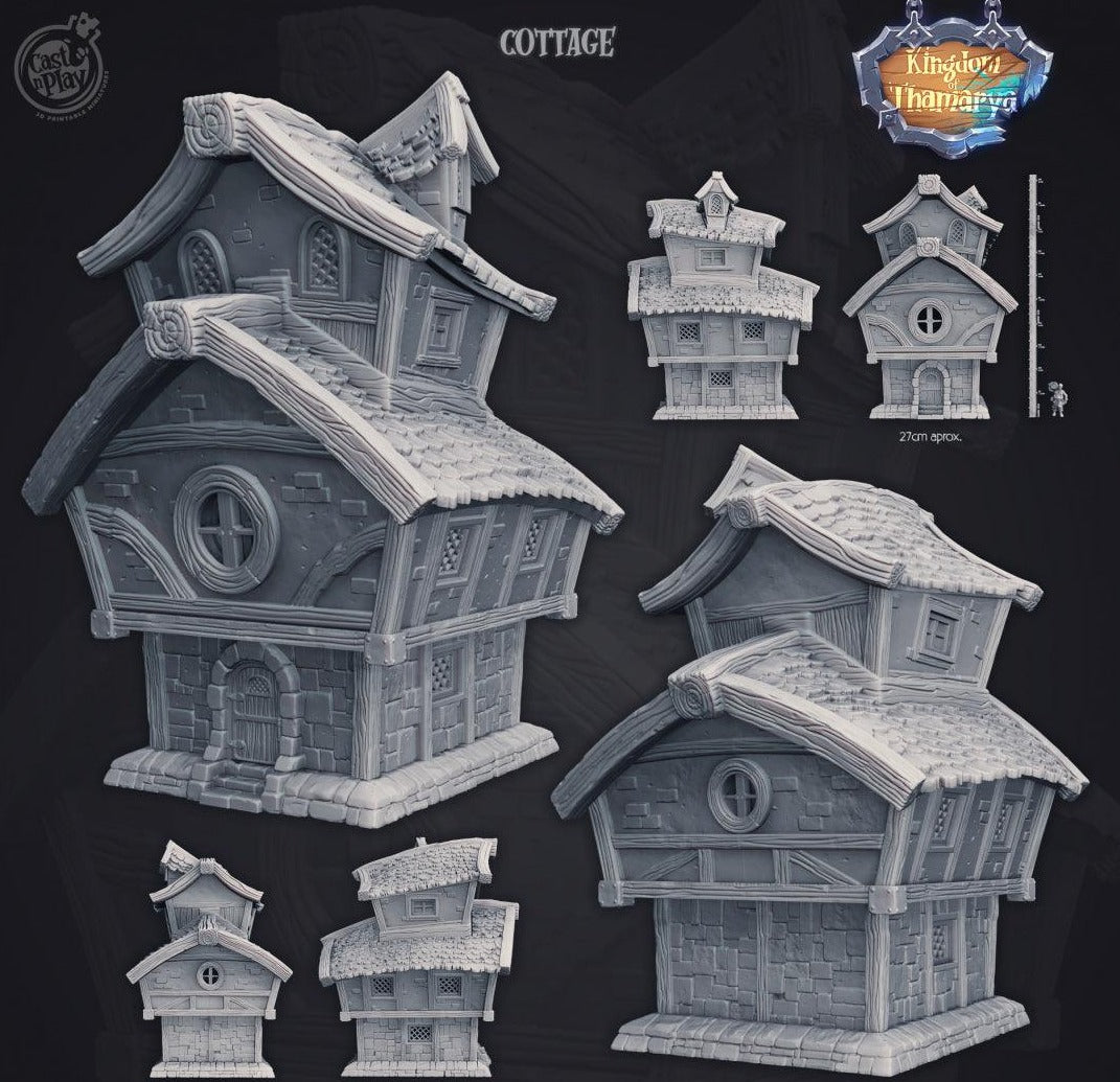 3D Printed Cast n Play Cottage Small Medival House Thamarya 28mm 32mm D&D