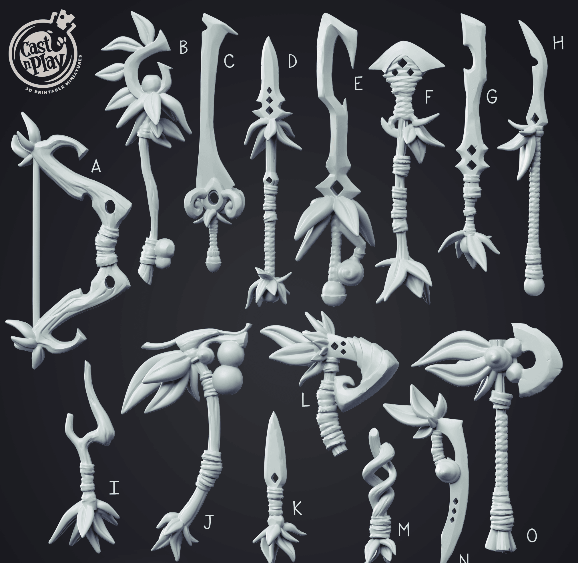 3D Printed Cast n Play Creature Weapons Set 28mm 32mm D&D