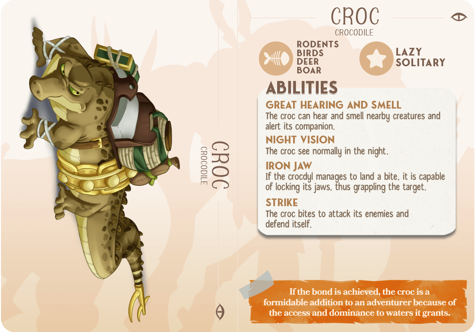 3D Printed Cast n Play Croc - The Crocodile Companions 28mm 32mm D&D