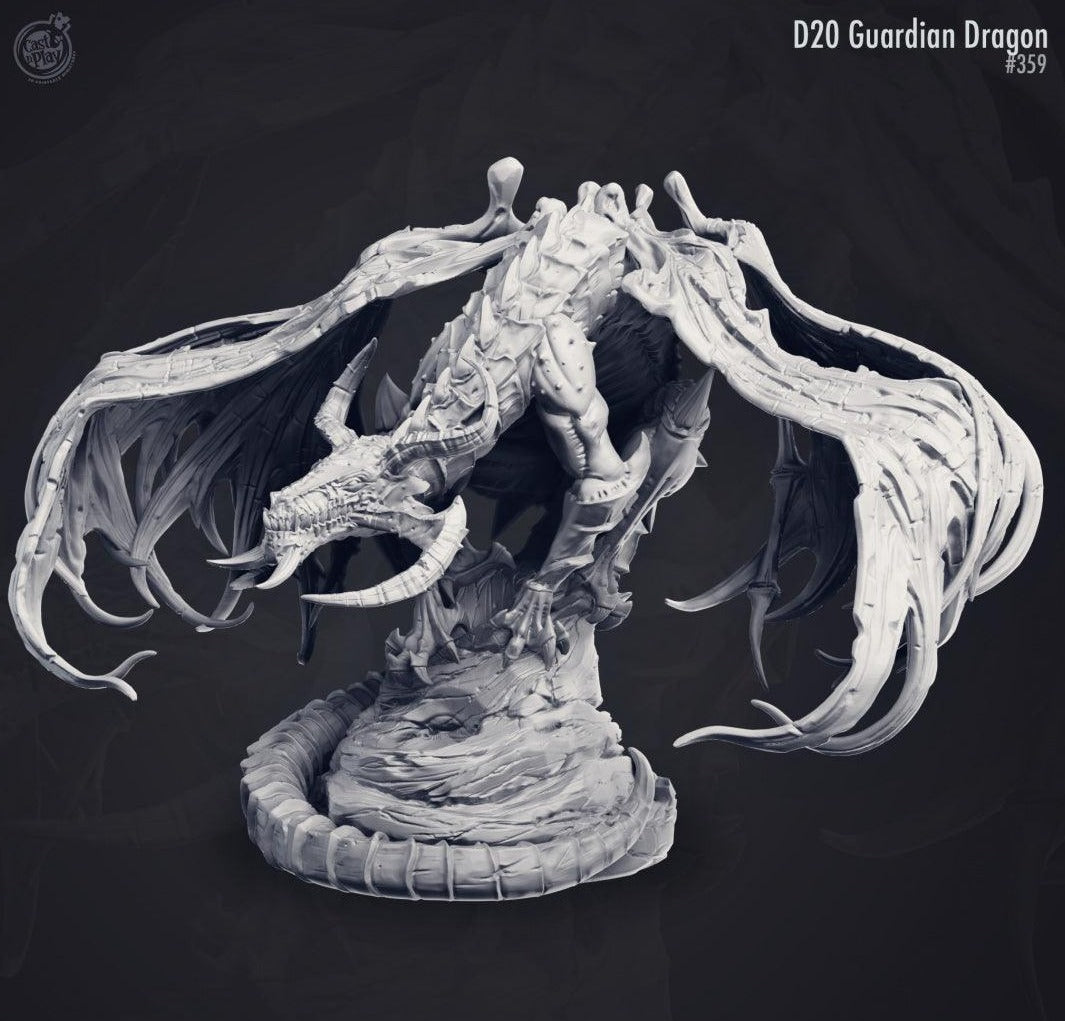 3D Printed Cast n Play D20 Guardian Black Dragon 28mm 32mm D&D