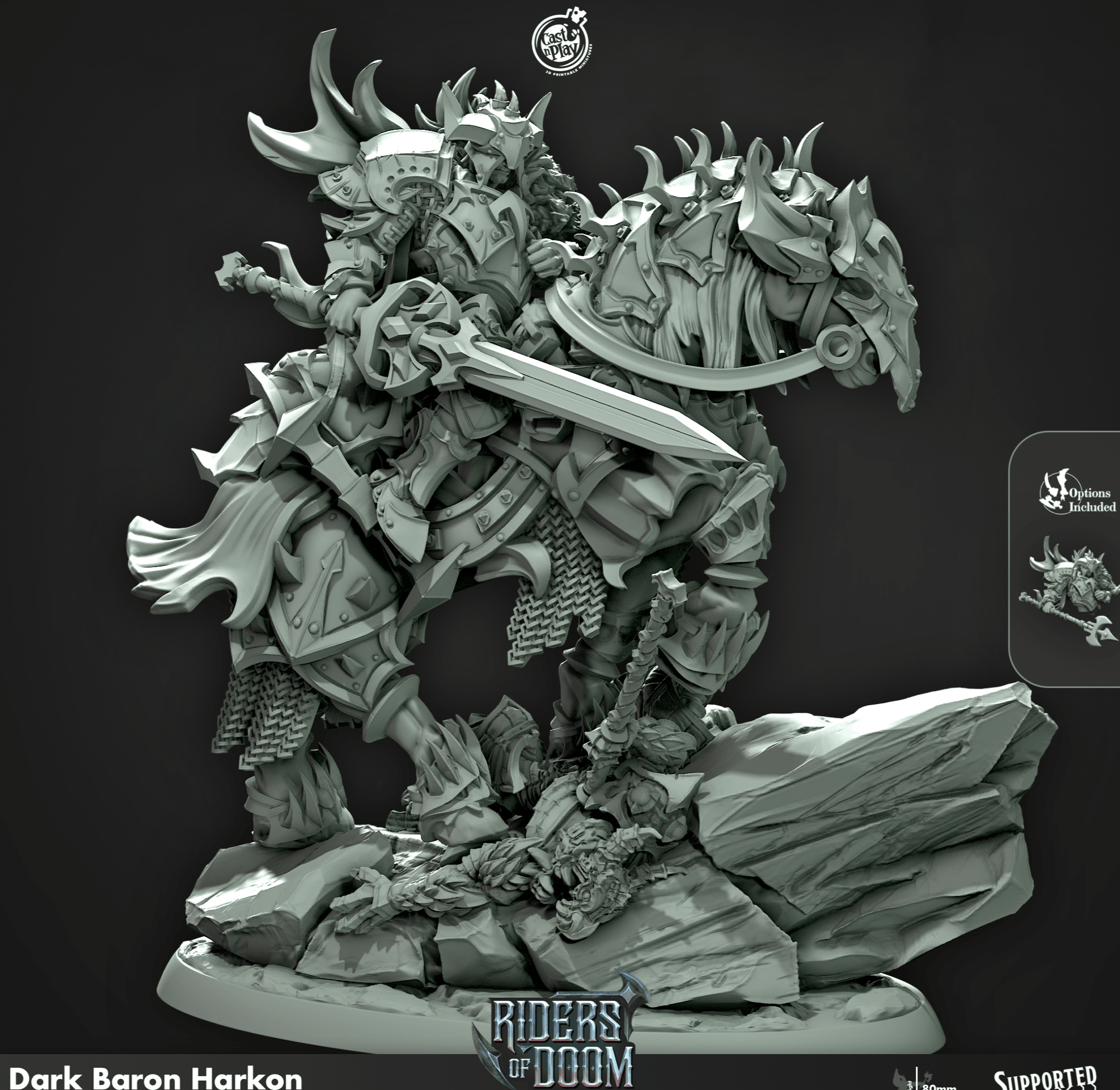 3D Printed Cast n Play Dark Baron Harkon Riders of Doom Set 28mm 32mm D&D
