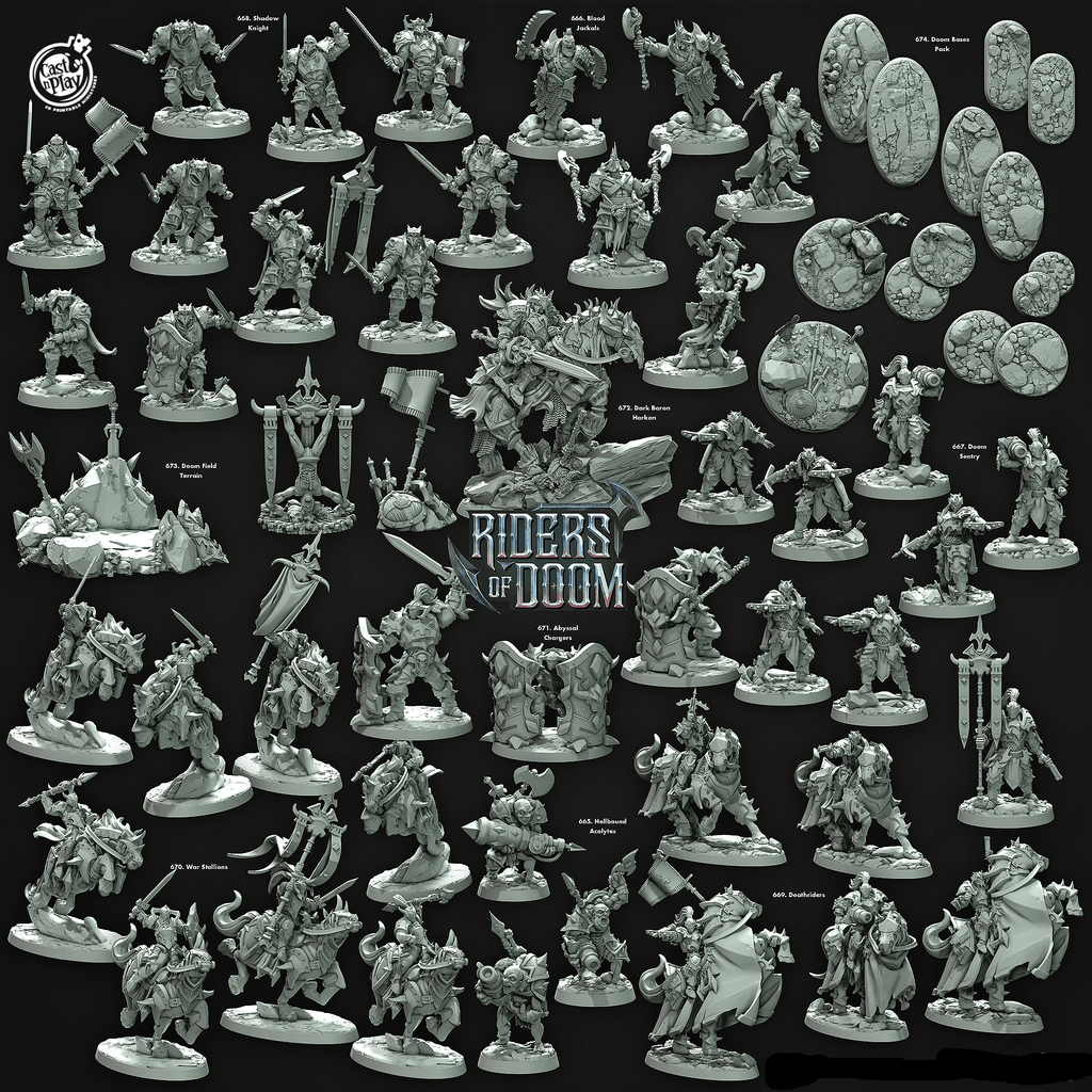 3D Printed Cast n Play Dark Baron Harkon Riders of Doom Set 28mm 32mm D&D