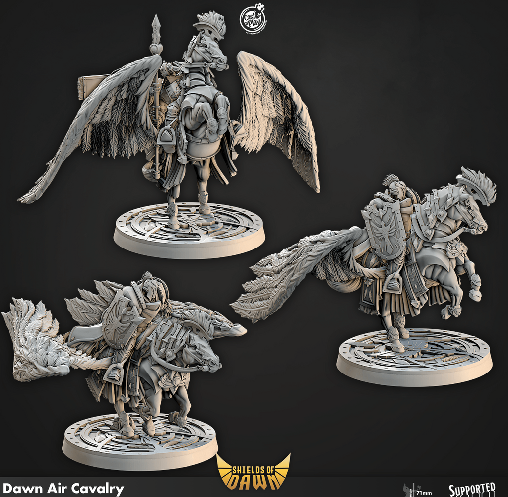 3D Printed Cast n Play Dawn Air Cavalry Shields of Dawn 28mm 32mm D&D