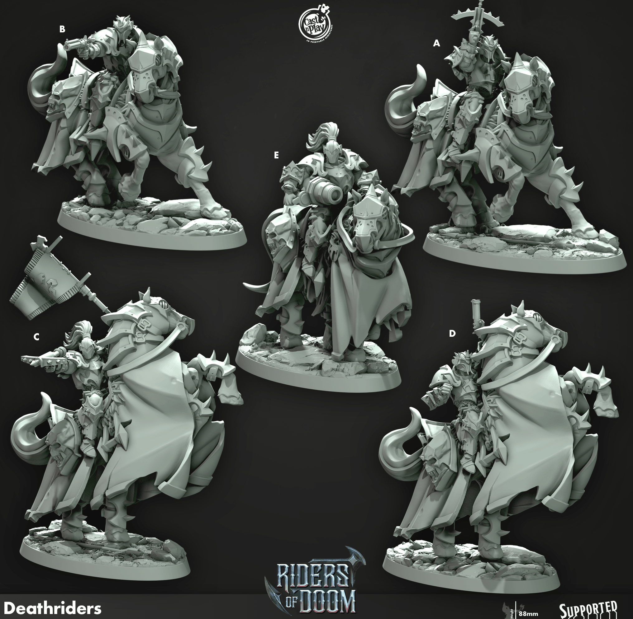 3D Printed Cast n Play Deathriders Riders of Doom Set 28mm 32mm D&D