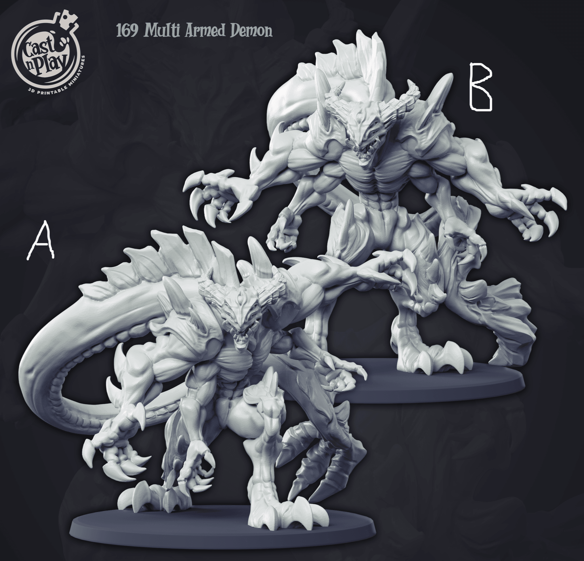 3D Printed Cast n Play Demon Hunters - Multi Armed Demon 28mm 32mm D&D