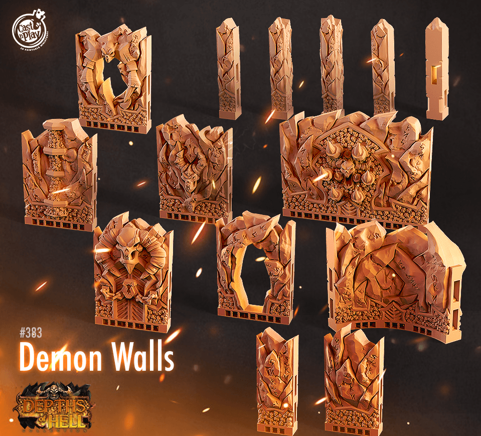 3D Printed Cast n Play Depths of Hell Demon Walls 28mm 32mm D&D