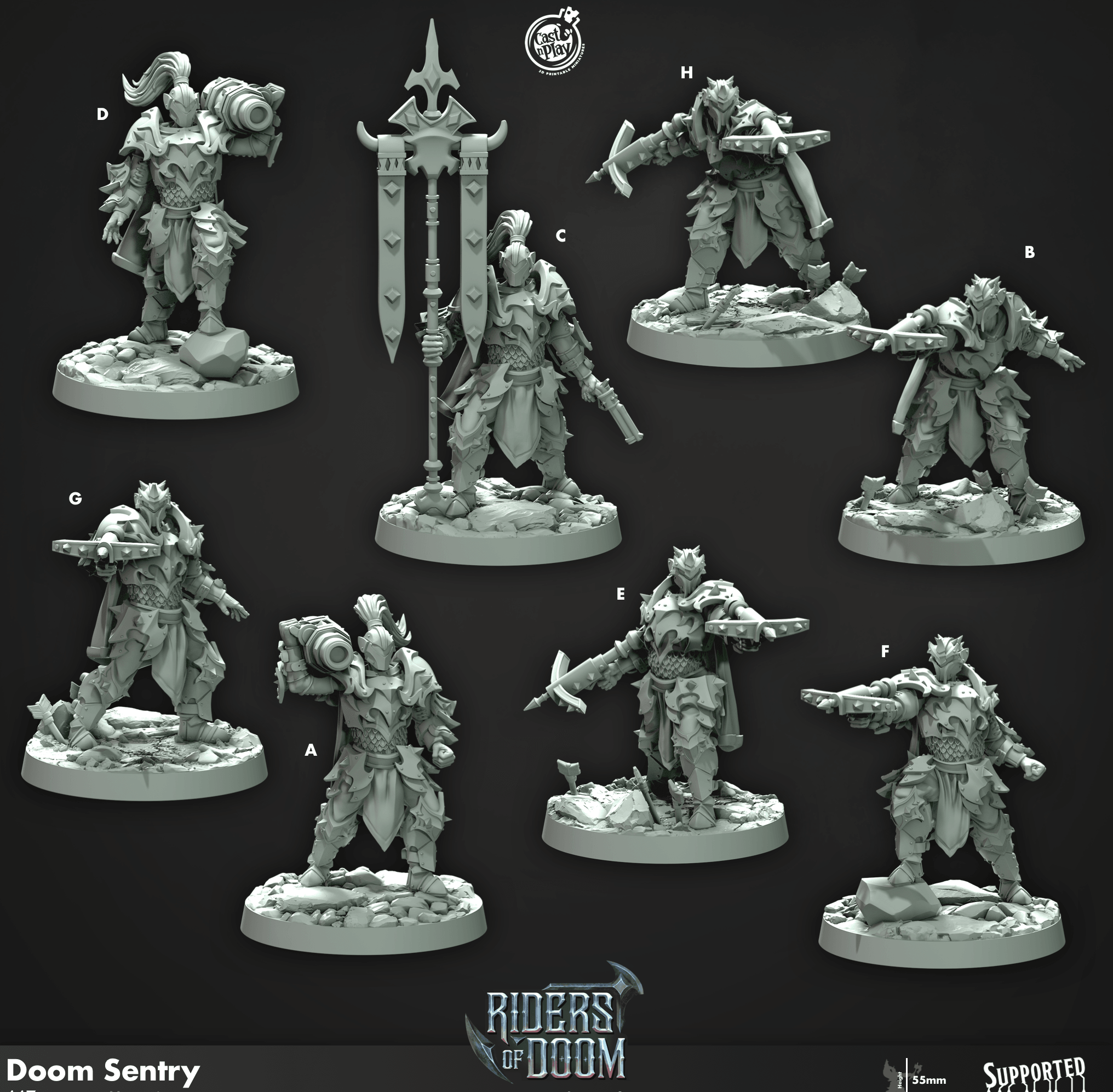 3D Printed Cast n Play Doom Sentry Riders of Doom Set 28mm 32mm D&D