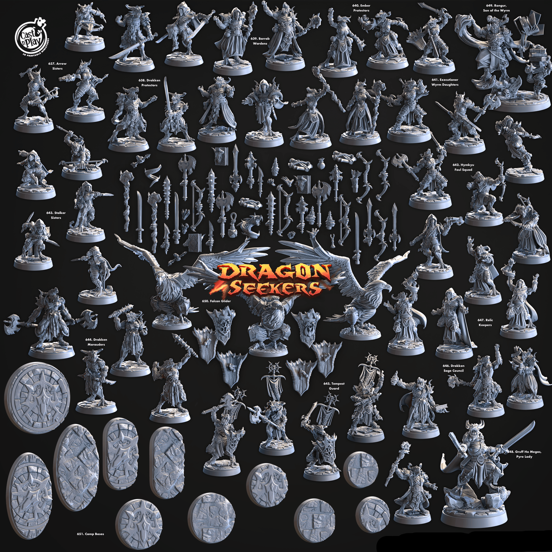 3D Printed Cast n Play Drakken Protectors Dragon Seekers 28 32mm D&D