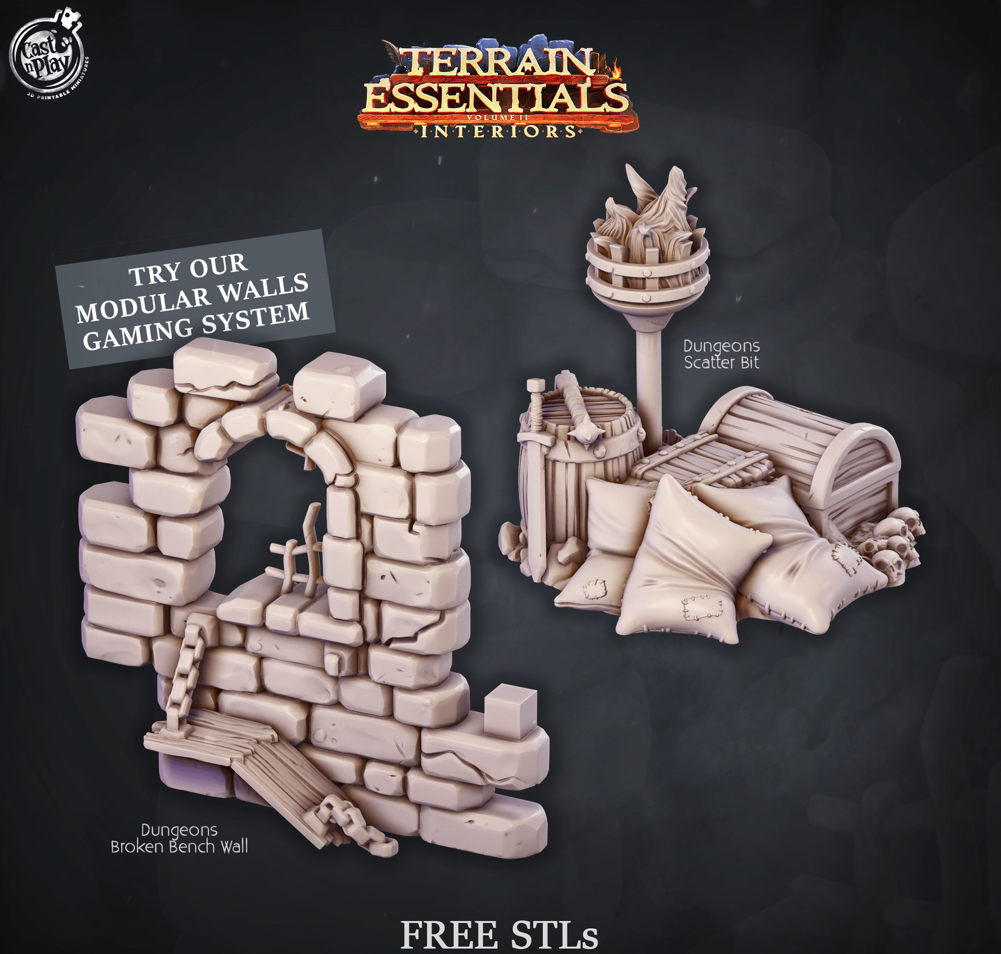 3D Printed Cast n Play Dungeon Scatter Set 28mm 32mm D&D