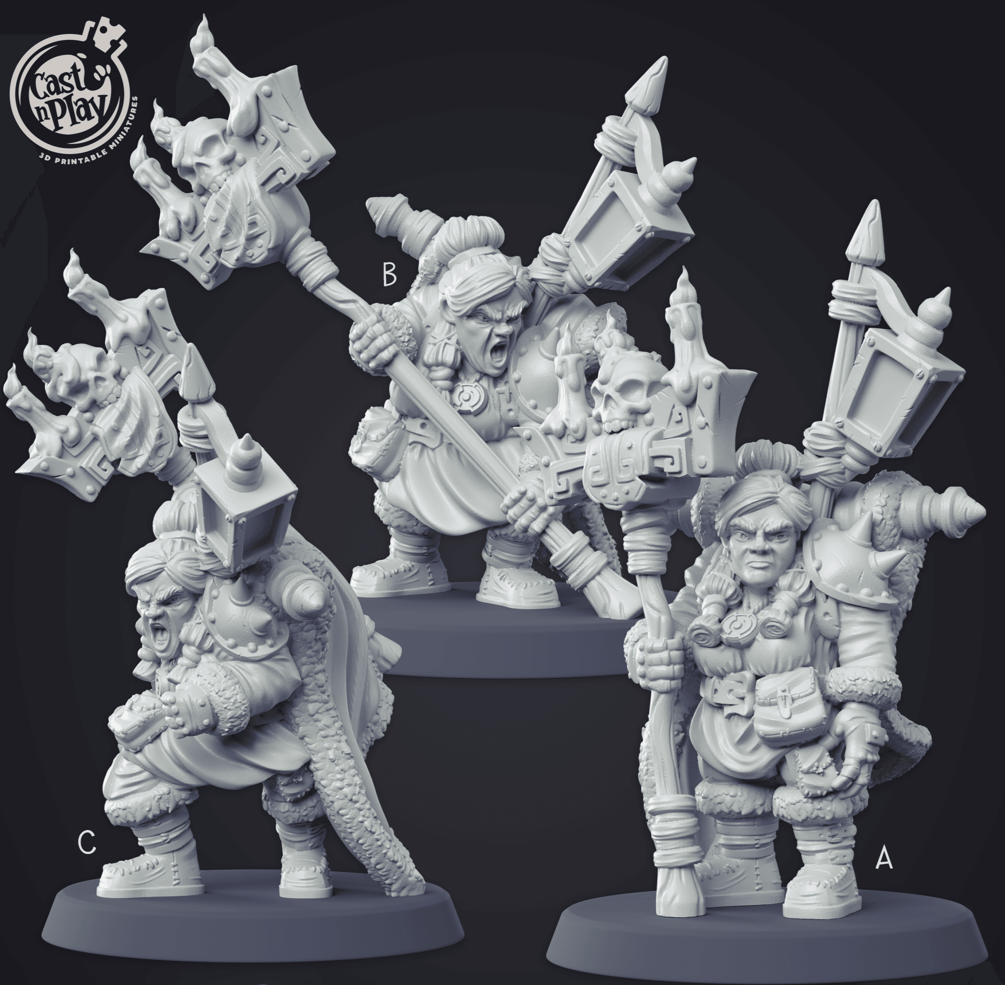 3D Printed Cast n Play - Dwarf Warlock Set 28mm 32mm D&D