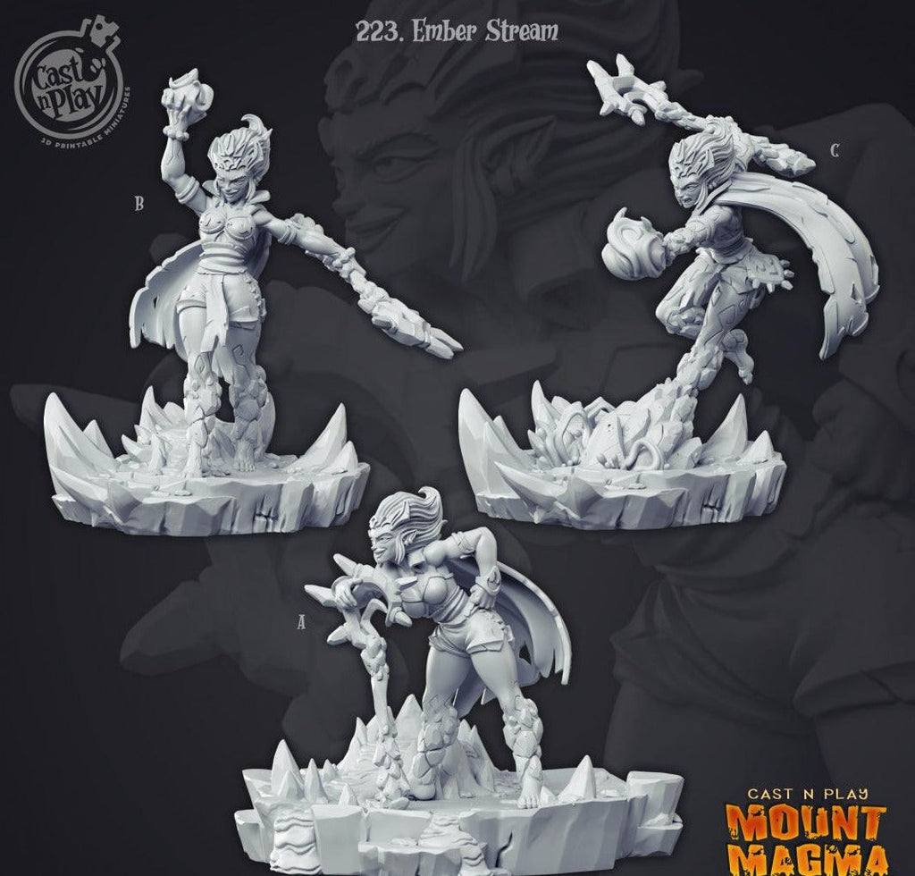 3D Printed Cast n Play Ember Stream Mount Magma 28mm 32mm D&D