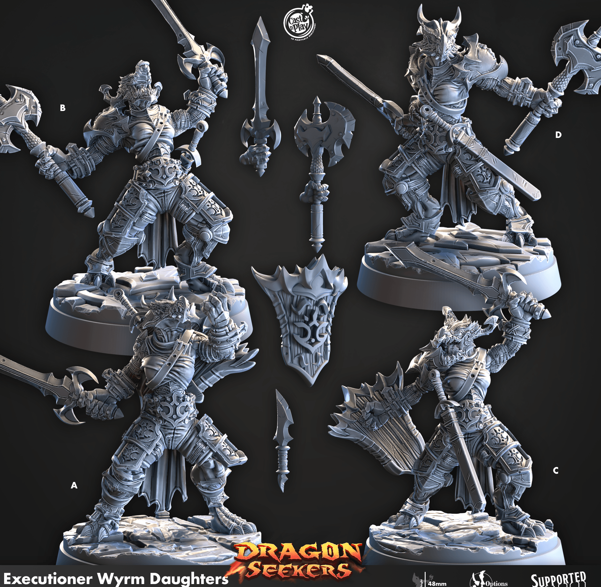 3D Printed Cast n Play Execturioner Wyrm Daughters Dragon Seekers 28 32mm D&D