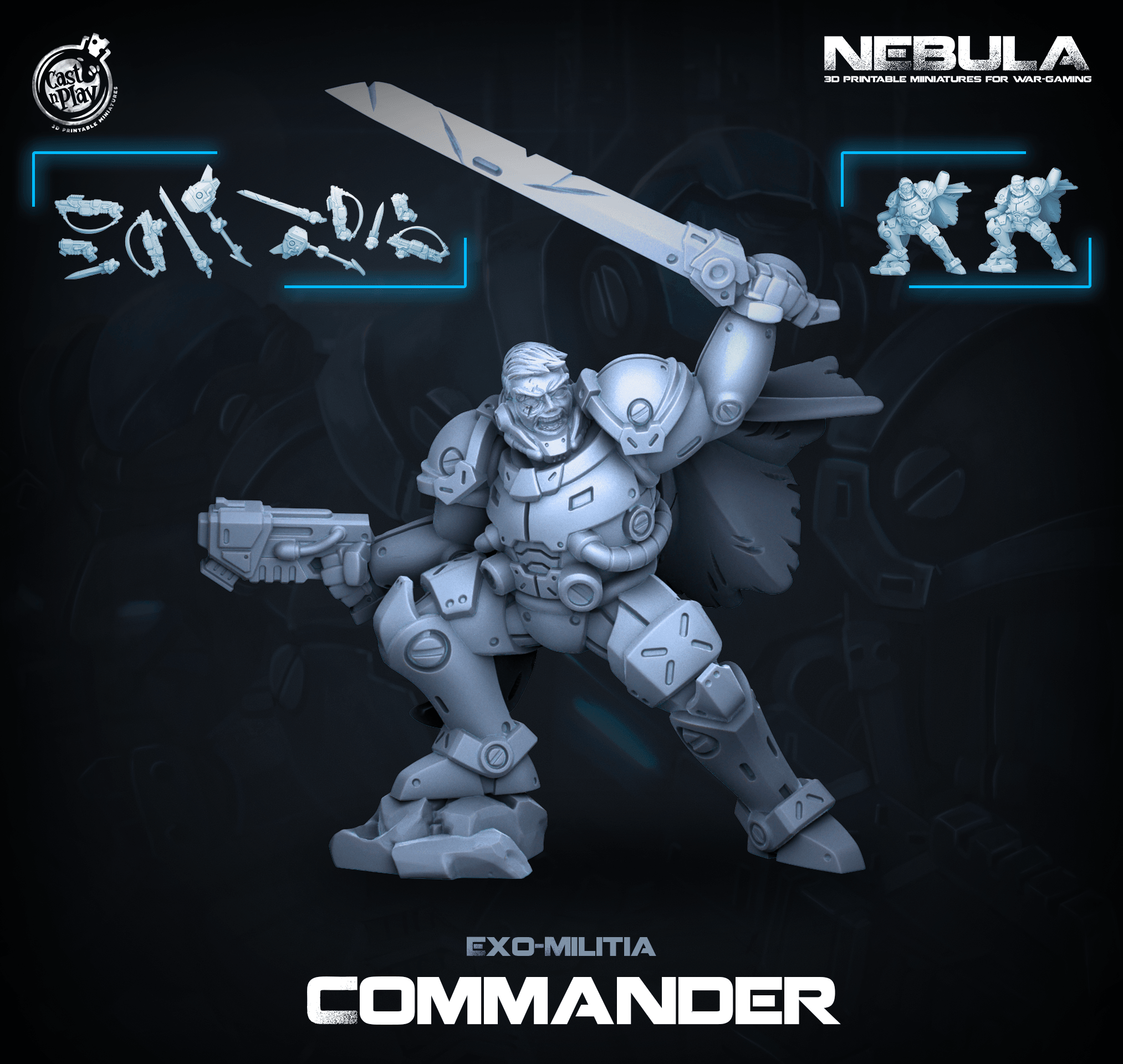 3D Printed Cast n Play Exo Commander Nebula Origins 28mm 32mm D&D