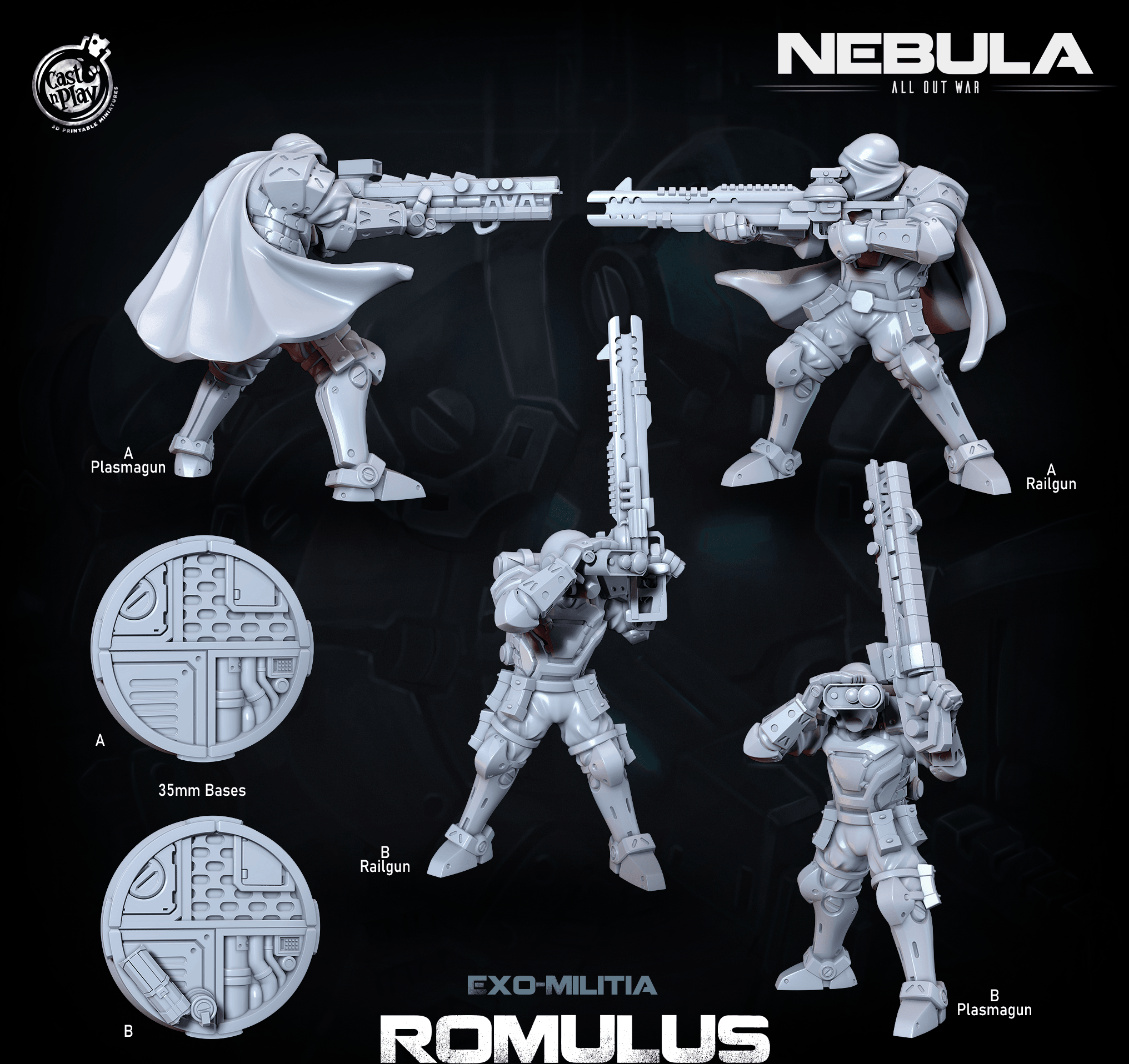 3D Printed Cast n Play Exo Militia Romulus (Snipers) Nebula All Out War 28mm 32mm D&D