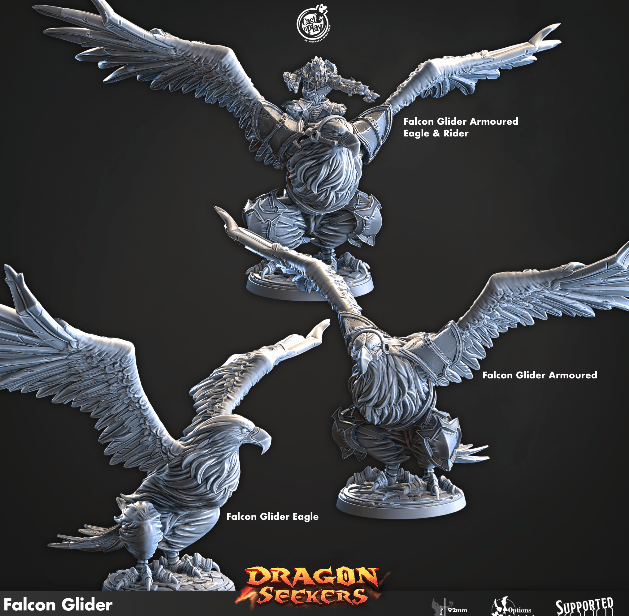 3D Printed Cast n Play Falcon Glider Dragon Seekers 28mm 32mm D&D
