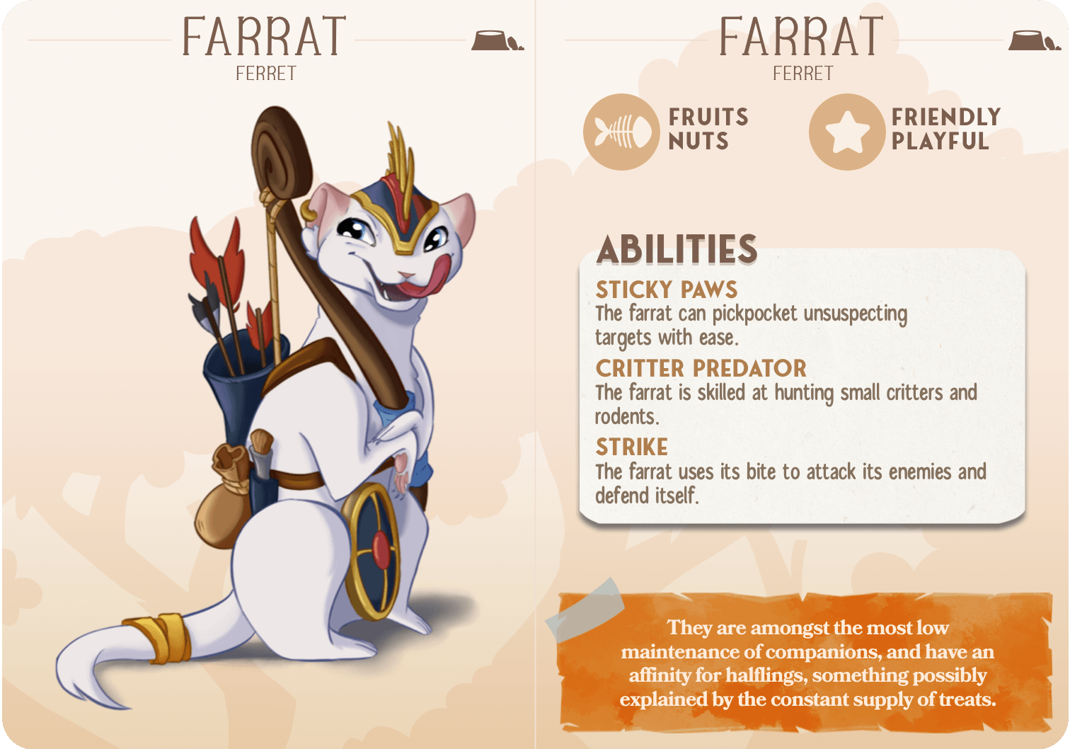 3D Printed Cast n Play Farrat - Ferret Companions 28mm 32mm D&D