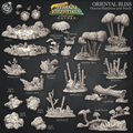 3D Printed Cast n Play Flowers Bamboo and Ponds Oriental Terrain Set Terrain Essentials Nature 28mm 32mm D&D