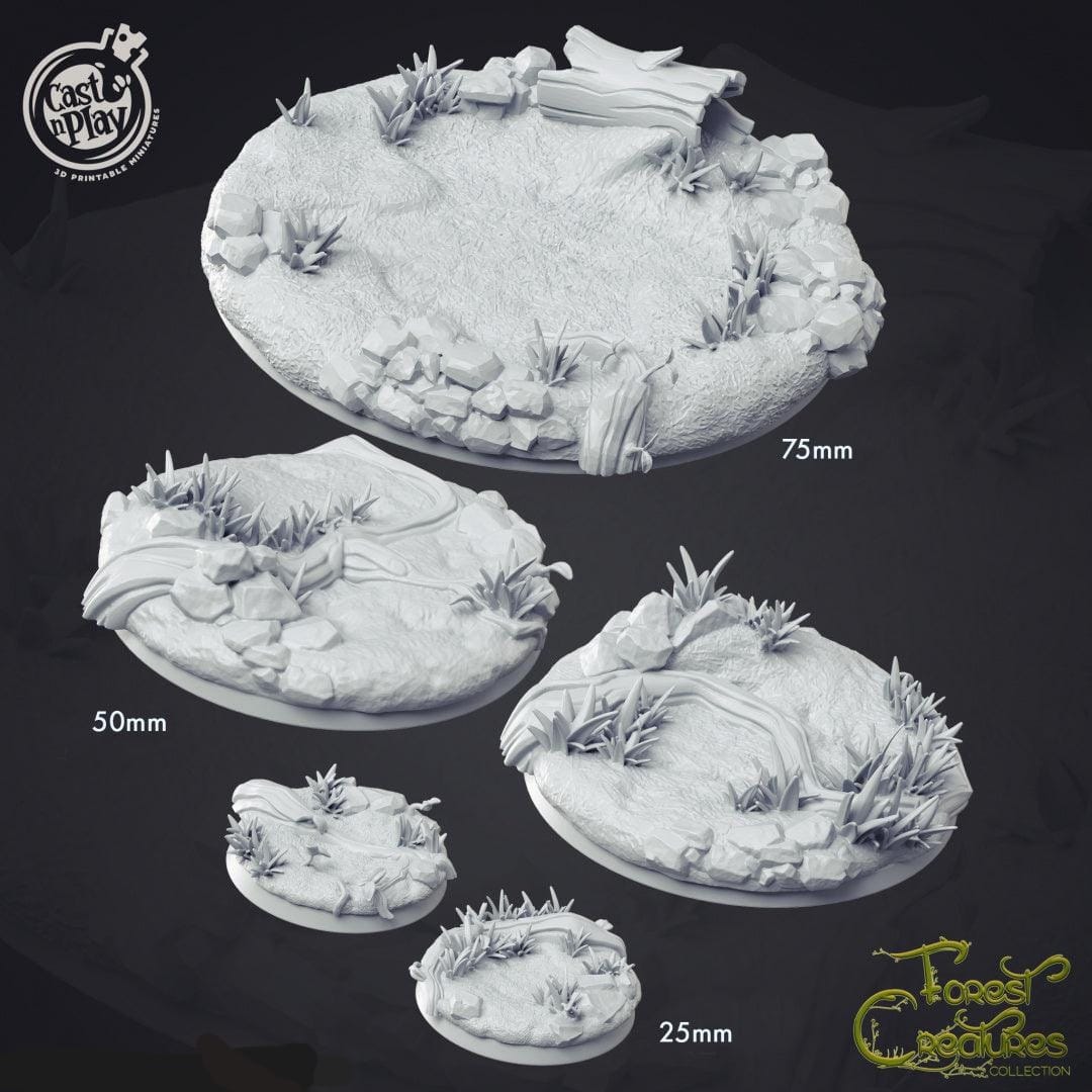 3D Printed Cast n Play Forest Creature Bases 28mm 32mm D&D