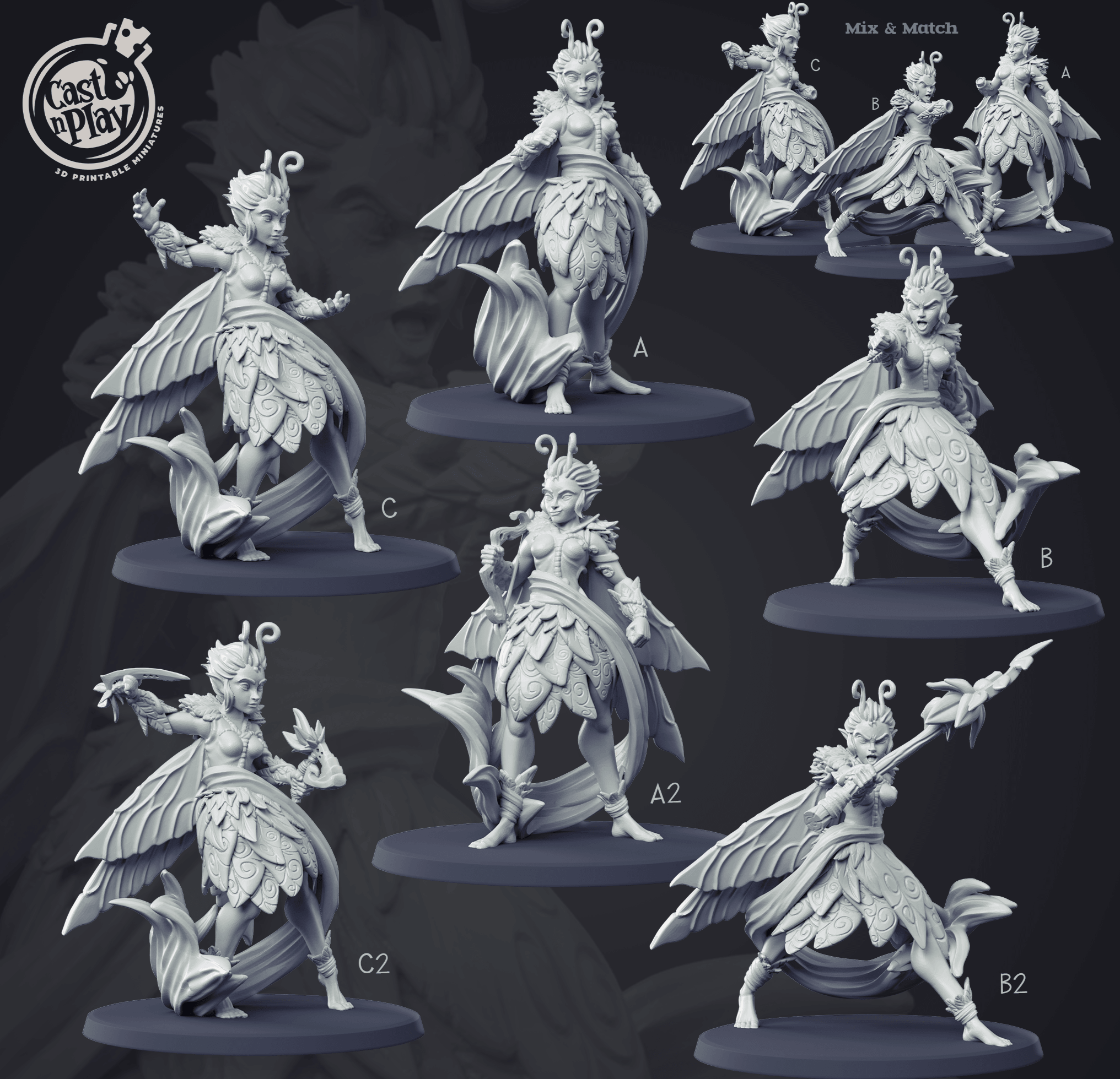 3D Printed Cast n Play - Forest Sprite Set 28mm 32mm D&D