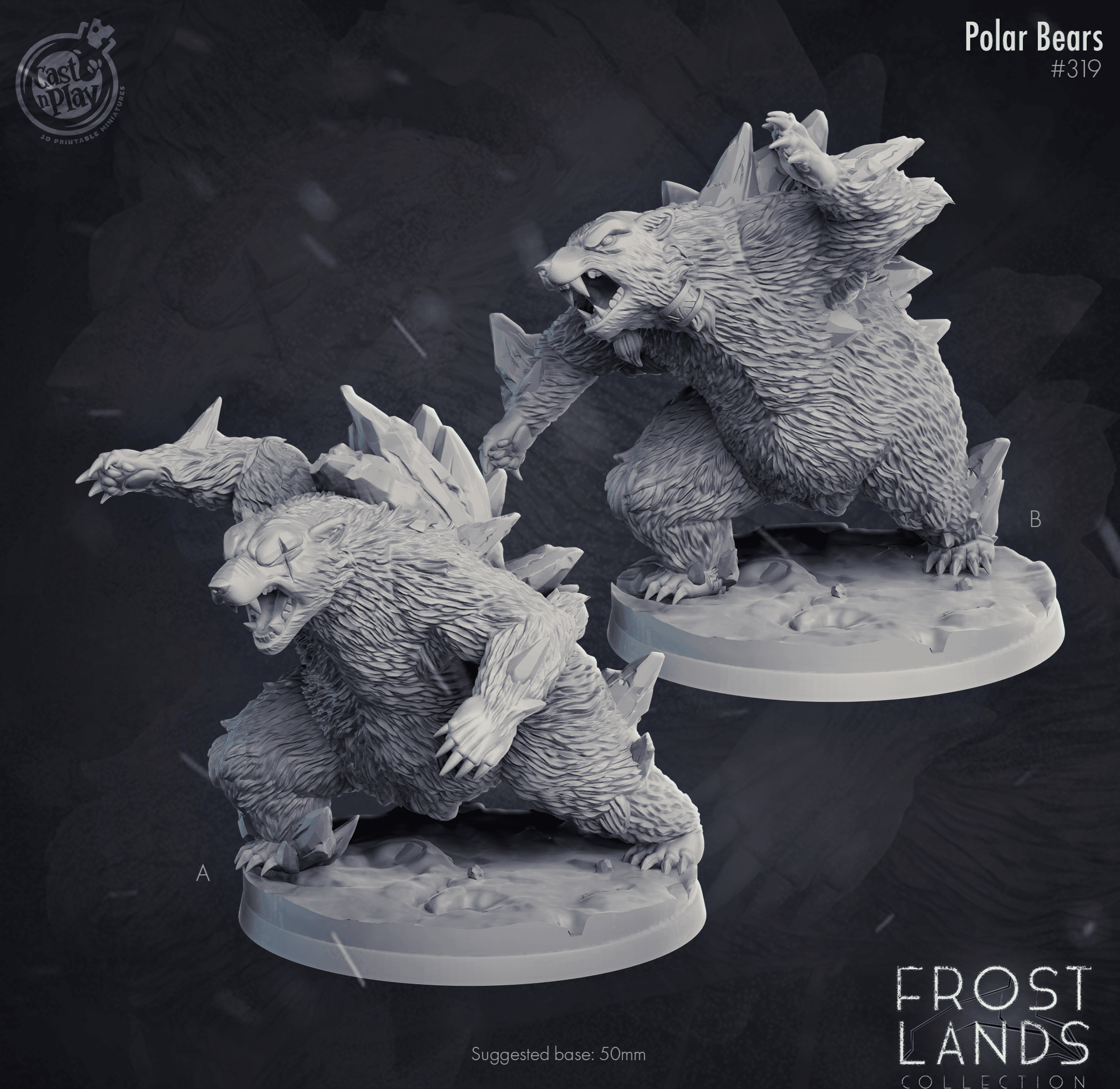 3D Printed Cast n Play Frostlands - Polar Bear 28mm 32mm D&D