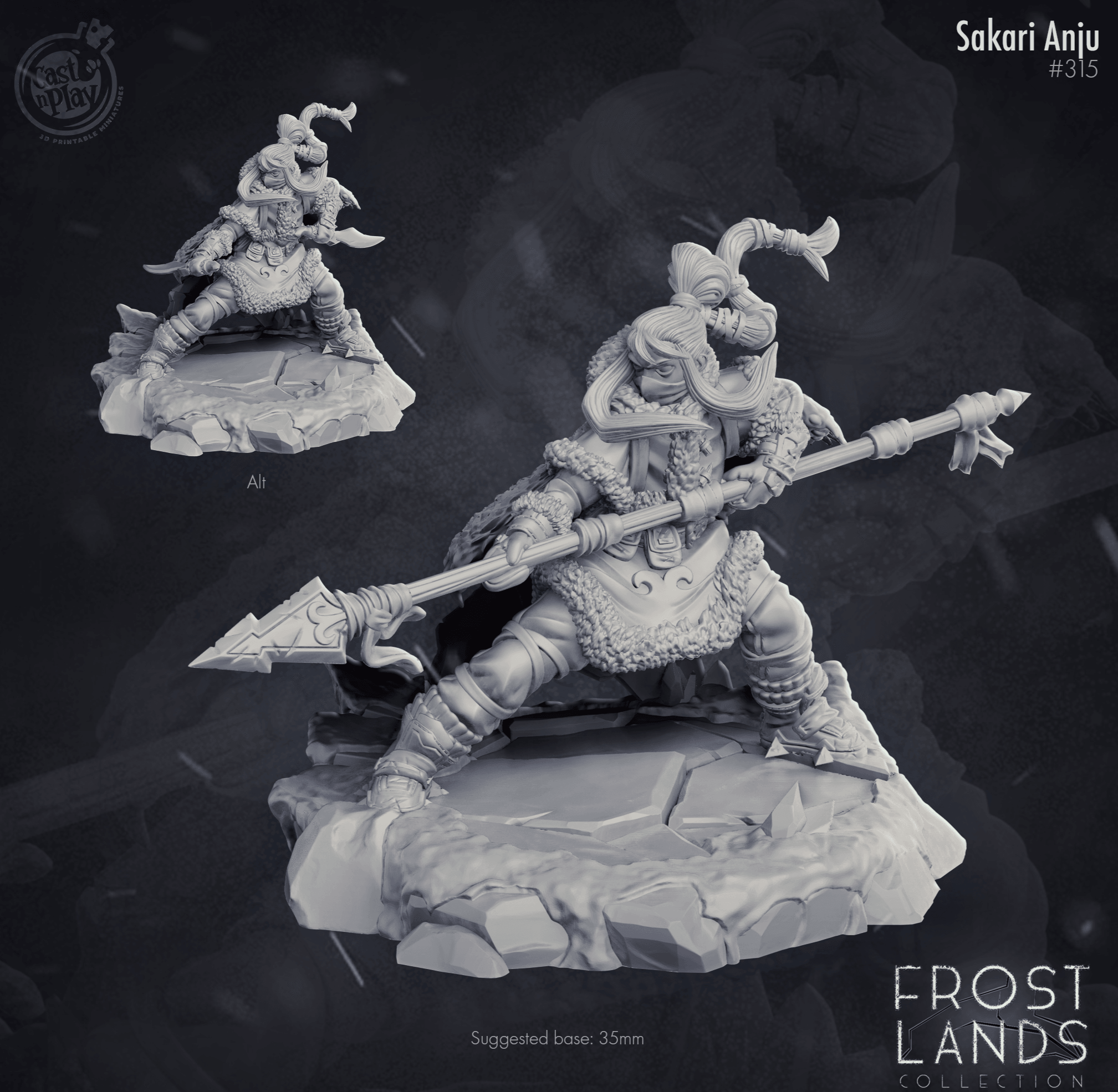 3D Printed Cast n Play Frostlands - Sakari Anyu  28mm 32mm D&D