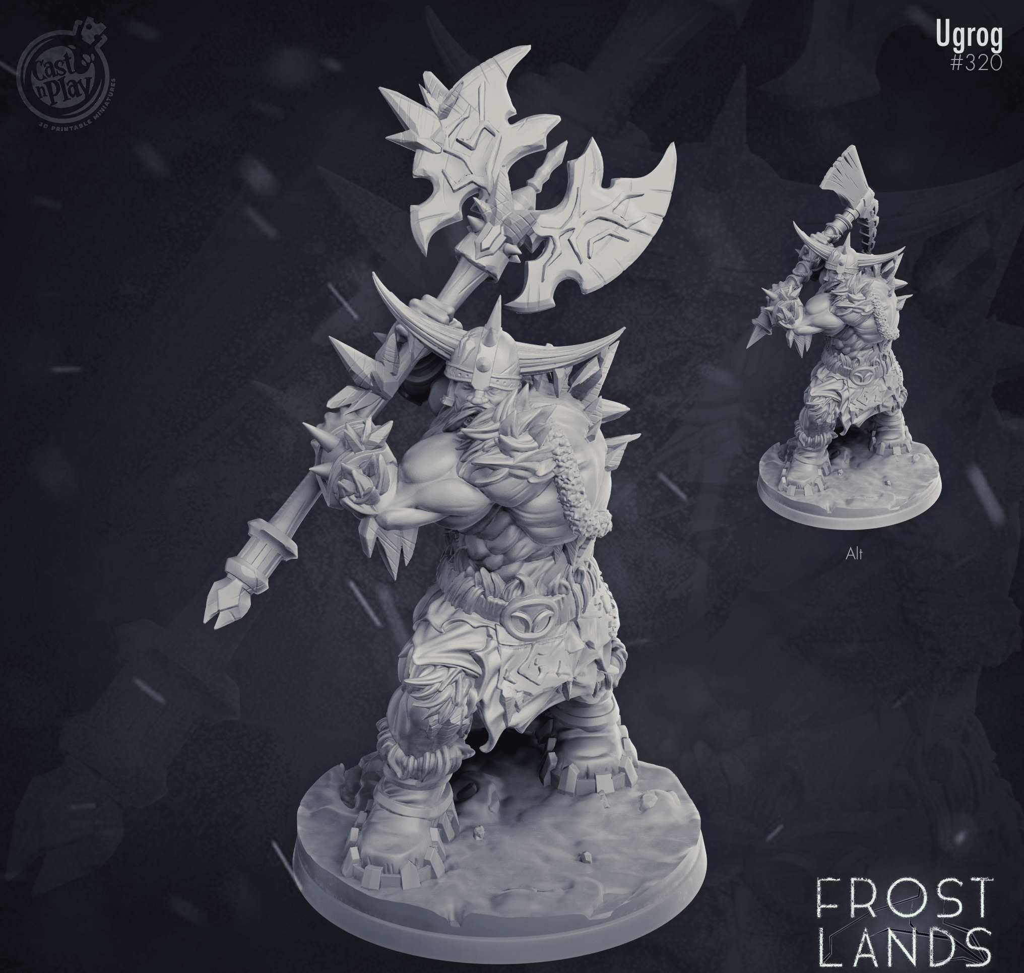3D Printed Cast n Play Frostlands - Ugrog Frost Giant 28mm 32mm D&D