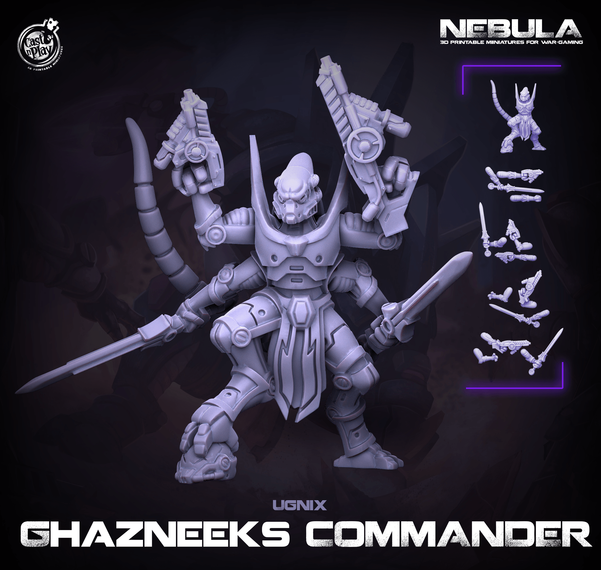 3D Printed Cast n Play Ghazneeks Commander Nebula Origins 28mm 32mm D&D