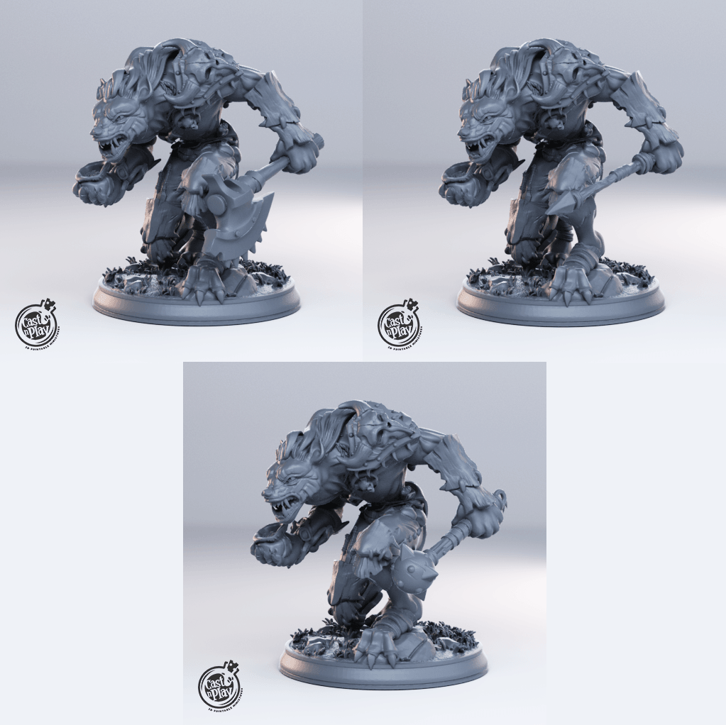 3D Printed Cast n Play Gnoll Leader Set Townsfolk 28mm 32mm D&D