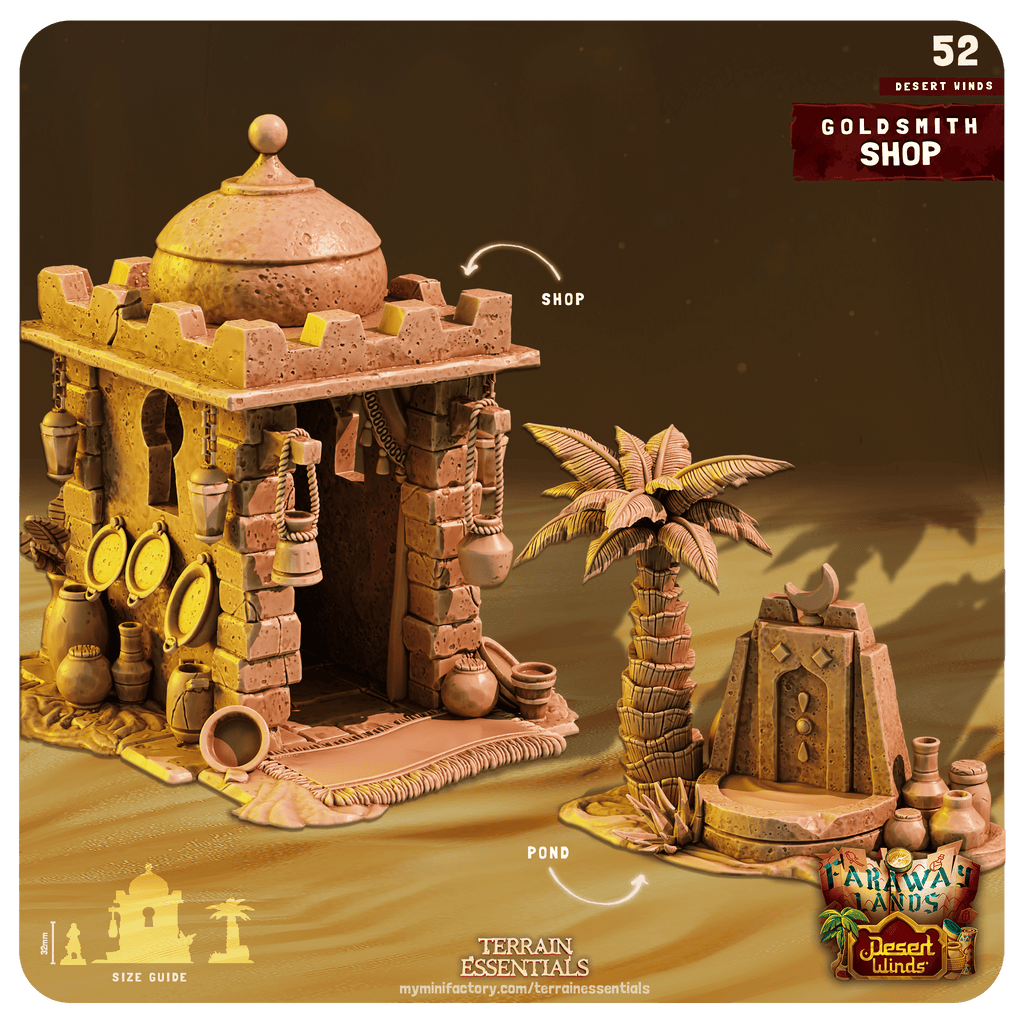 3D Printed Cast n Play Goldsmith Shop Desert Winds Terrain Set 28mm 32mm D&D