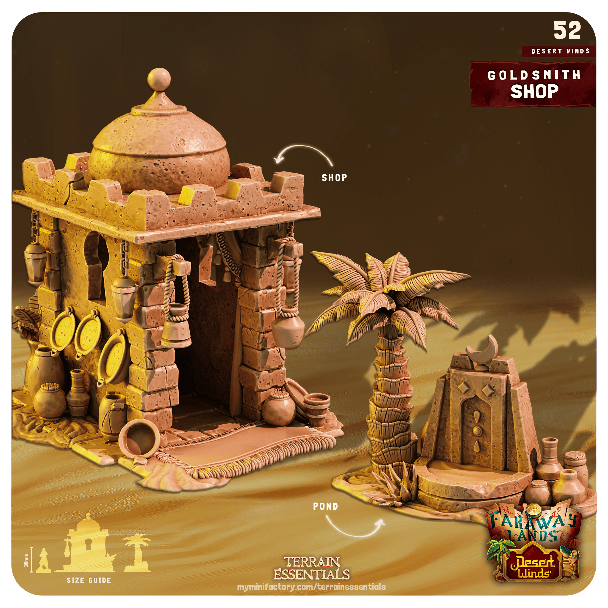 3D Printed Cast n Play Goldsmith Shop Desert Winds Terrain Set 28mm 32mm D&D