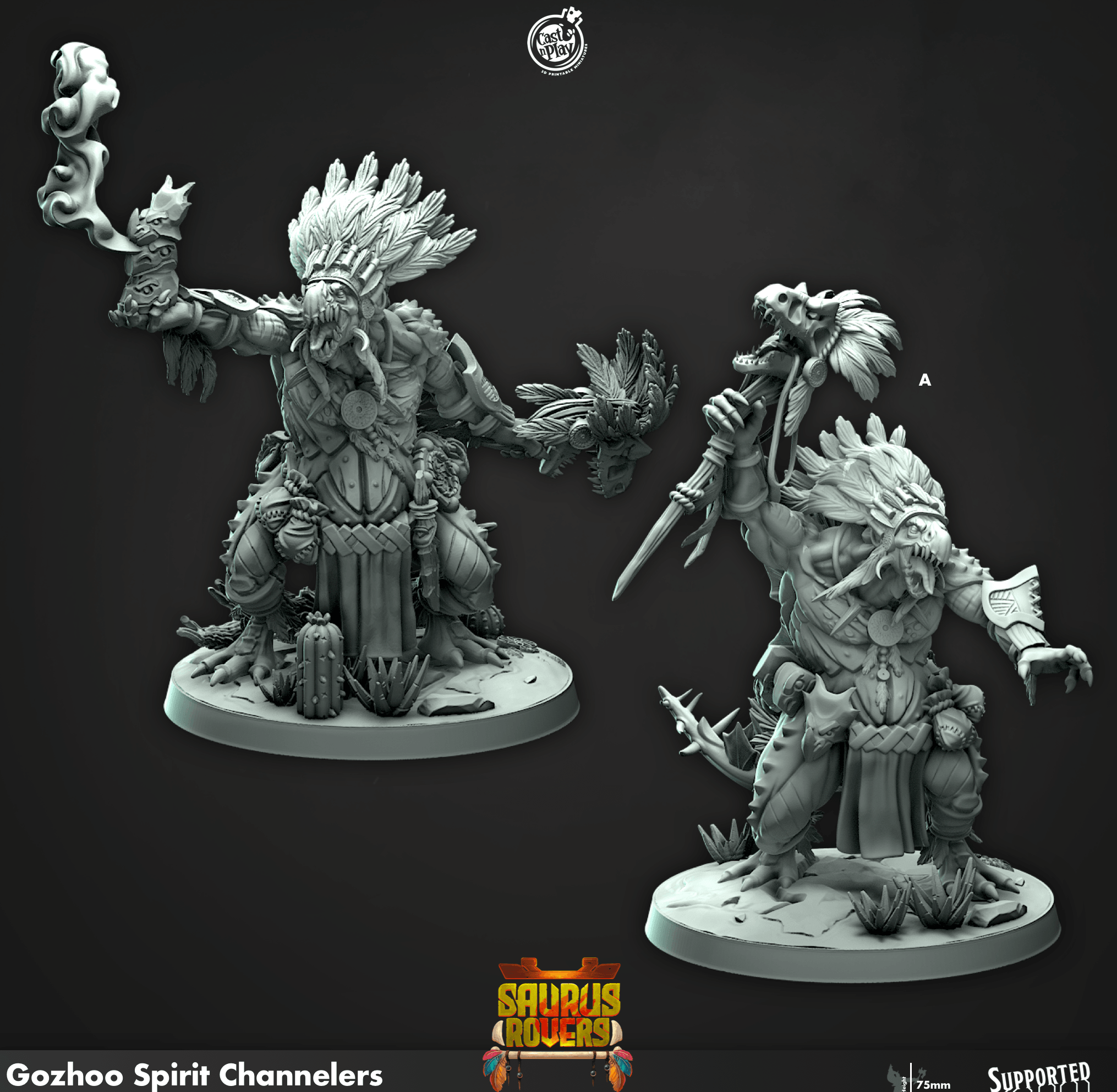3D Printed Cast n Play Gozhoo Spirit Channelers Saurus Rovers Set 28mm 32mm D&D