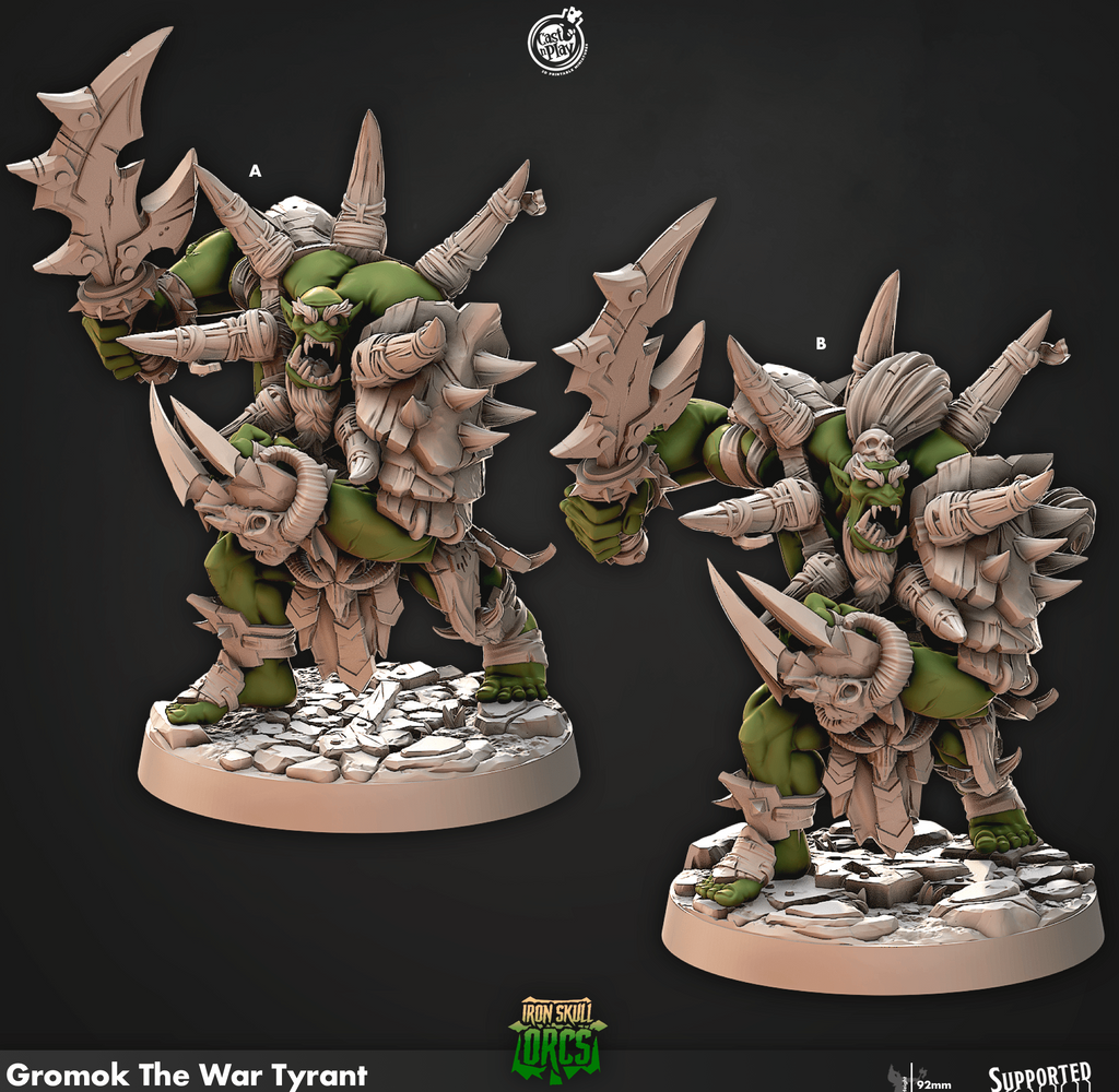 3D Printed Cast n Play Gromok The War Tyrant Iron Skull Orcs 28mm 32mm D&D