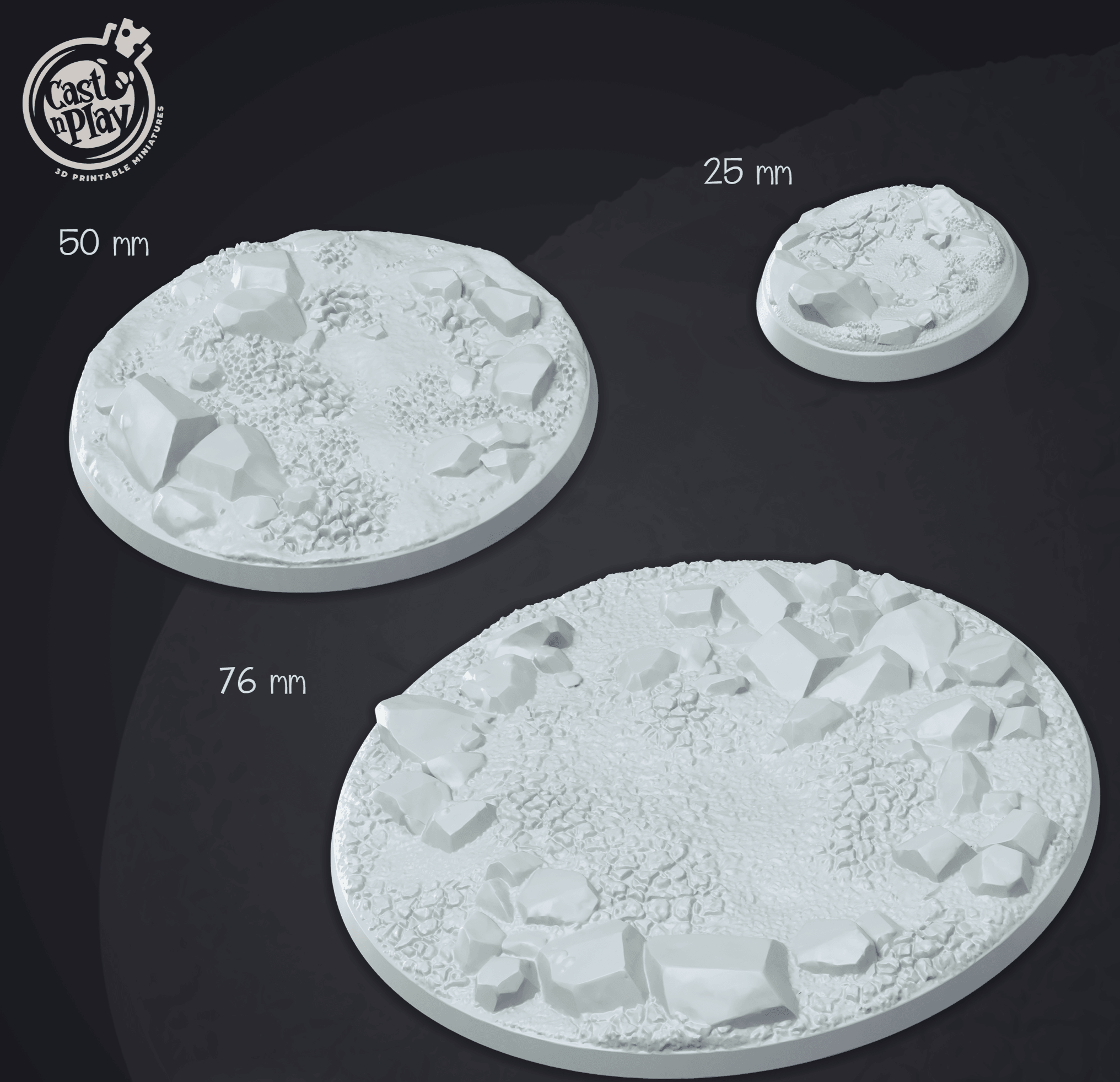 3D Printed Cast n Play - Ground Bases 28mm 32mm D&D
