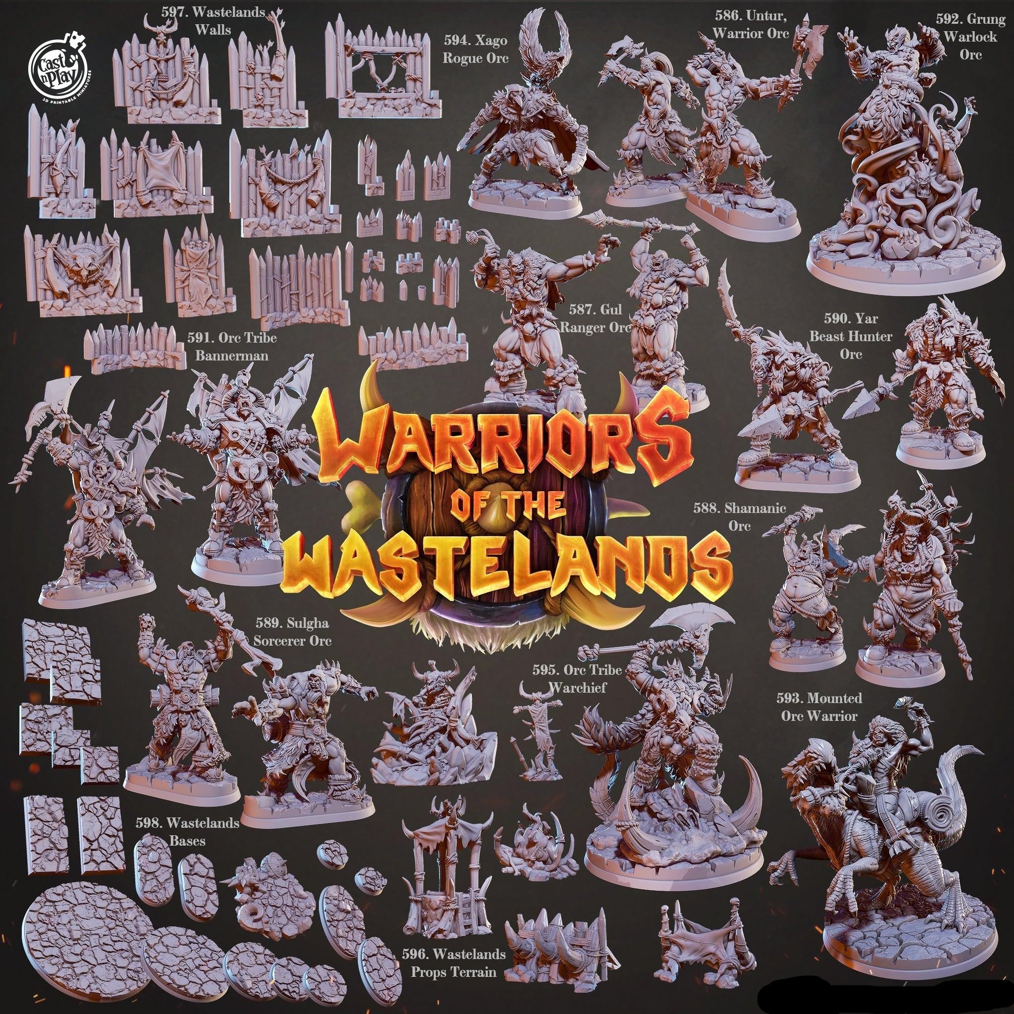 3D Printed Cast n Play Grung Orc Warlock Warriors of the Wastelands 28mm 32mm D&D