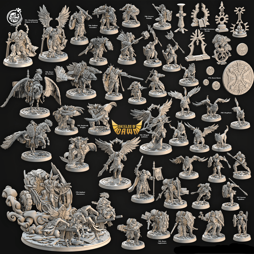 3D Printed Cast n Play Gryphons Shields of Dawn 28mm 32mm D&D