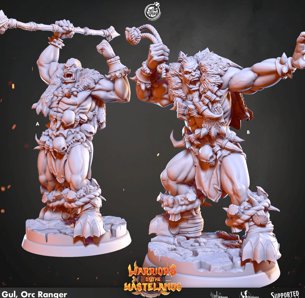3D Printed Cast n Play Gul Orc Ranger Warriors of the Wastelands 28mm 32mm D&D