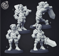 3D Printed Cast n Play - Halfling Fighter Set 28mm 32mm D&D