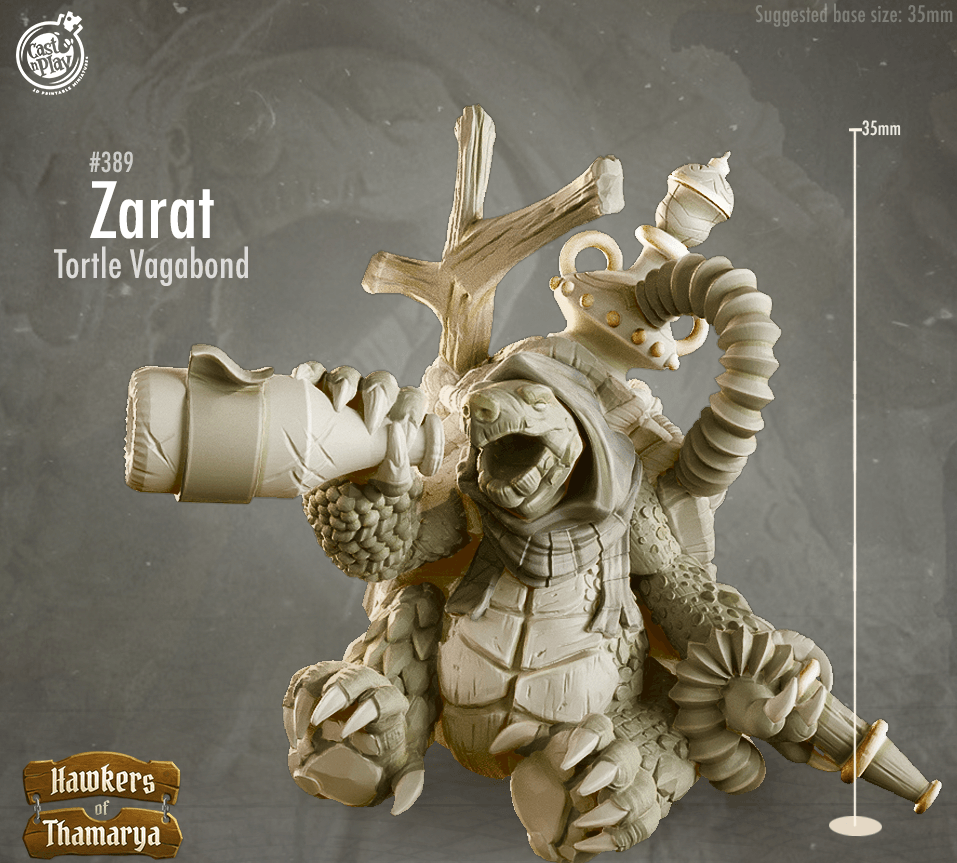 3D Printed Cast n Play Hawkers of Thamarya - Zarat Tortle Vagabond 28mm 32mm D&D