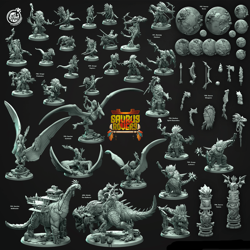 3D Printed Cast n Play Hehak The Gatherer Saurus Rovers Set 28mm 32mm D&D