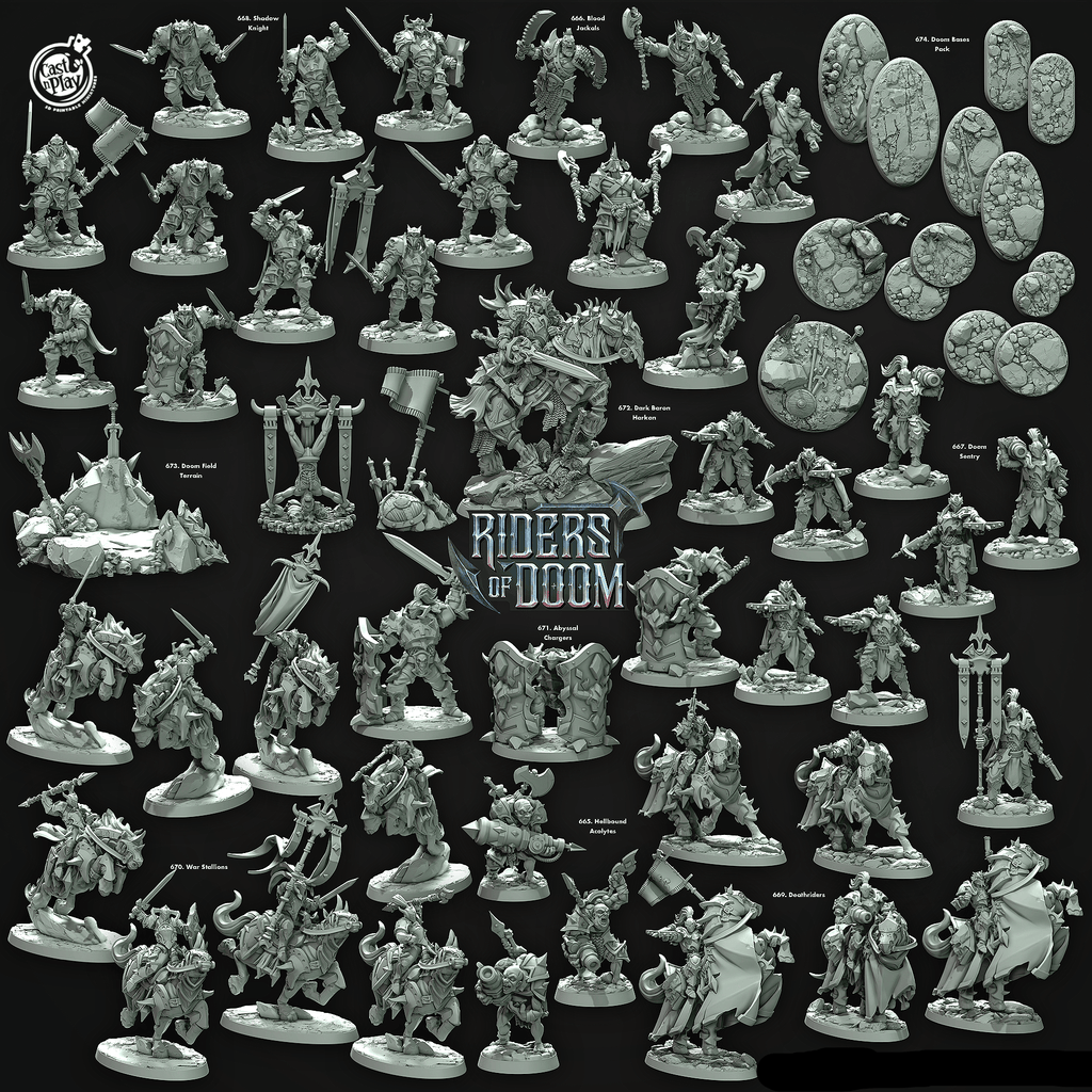 3D Printed Cast n Play Hellbound Acolytes Riders of Doom Set 28mm 32mm D&D