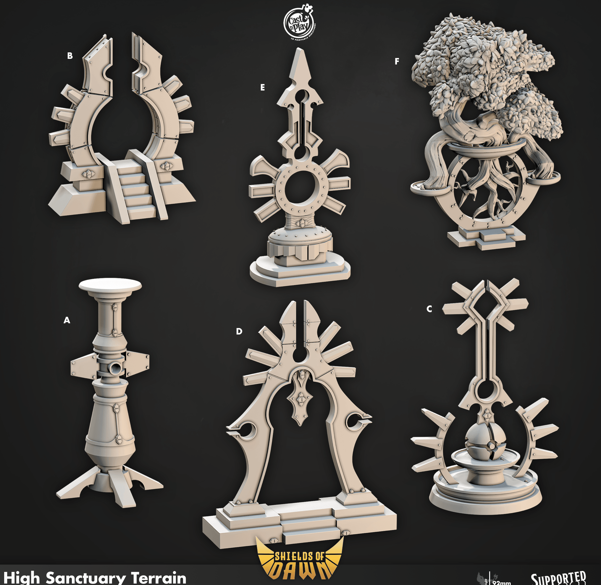 3D Printed Cast n Play High Sanctuary Terrain Shields of Dawn 28mm 32mm D&D