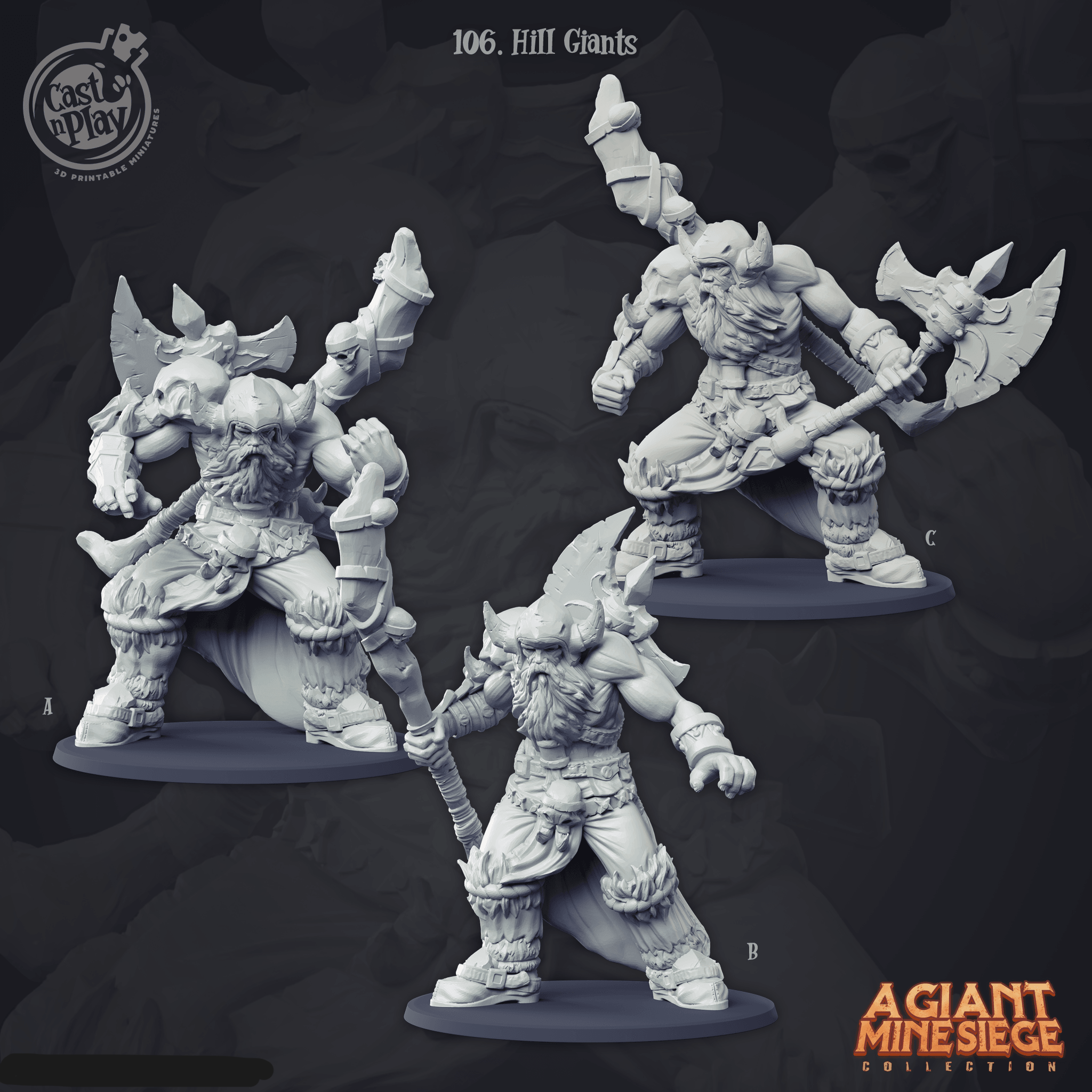 3D Printed Cast n Play Hill Giants 28mm 32mm D&D